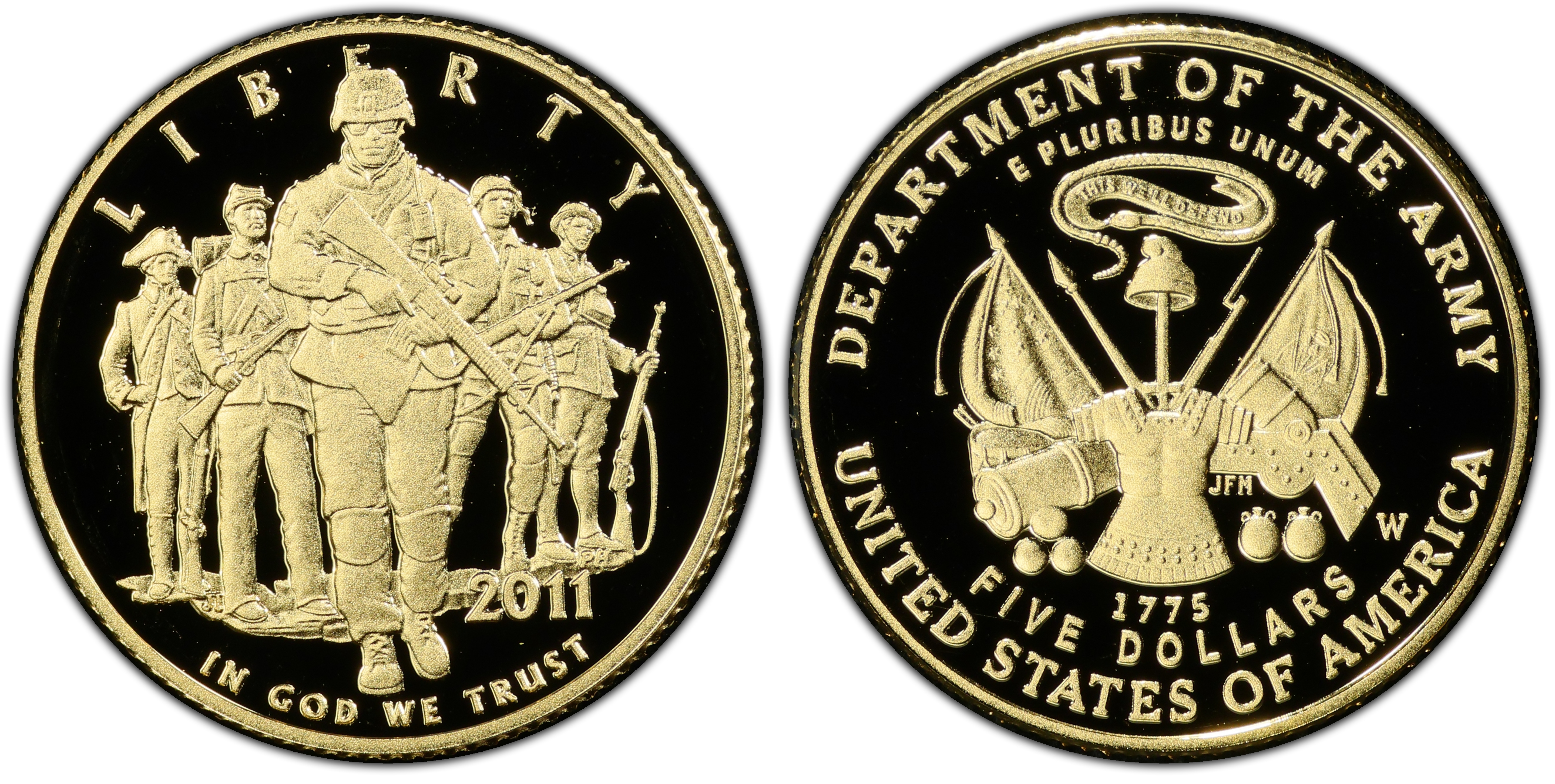 2011-W $5 United States Army, DCAM (Proof) Modern Gold Commemorative ...