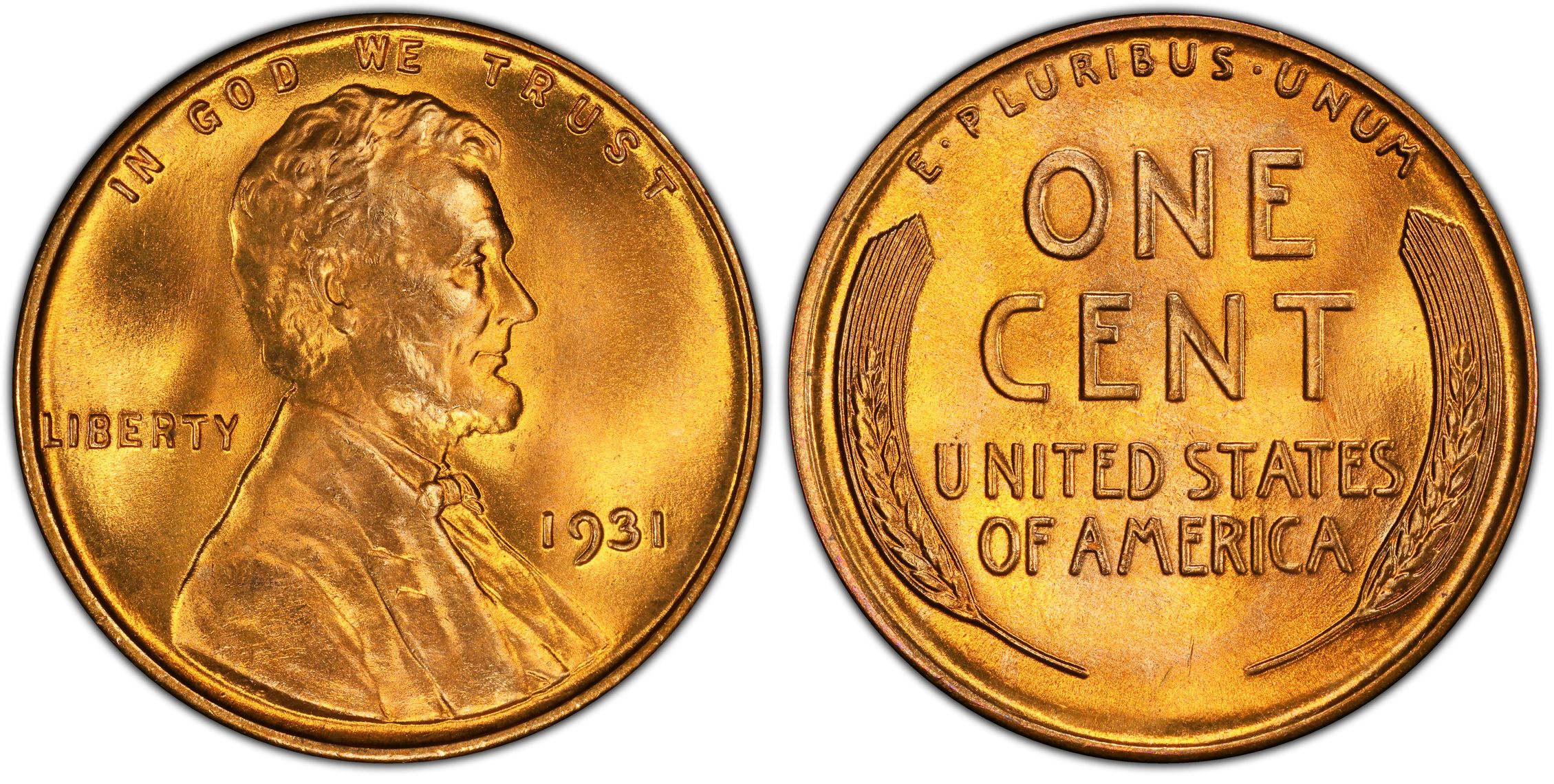 1931 1C RD Regular Strike Lincoln Cent Wheat Reverse PCGS