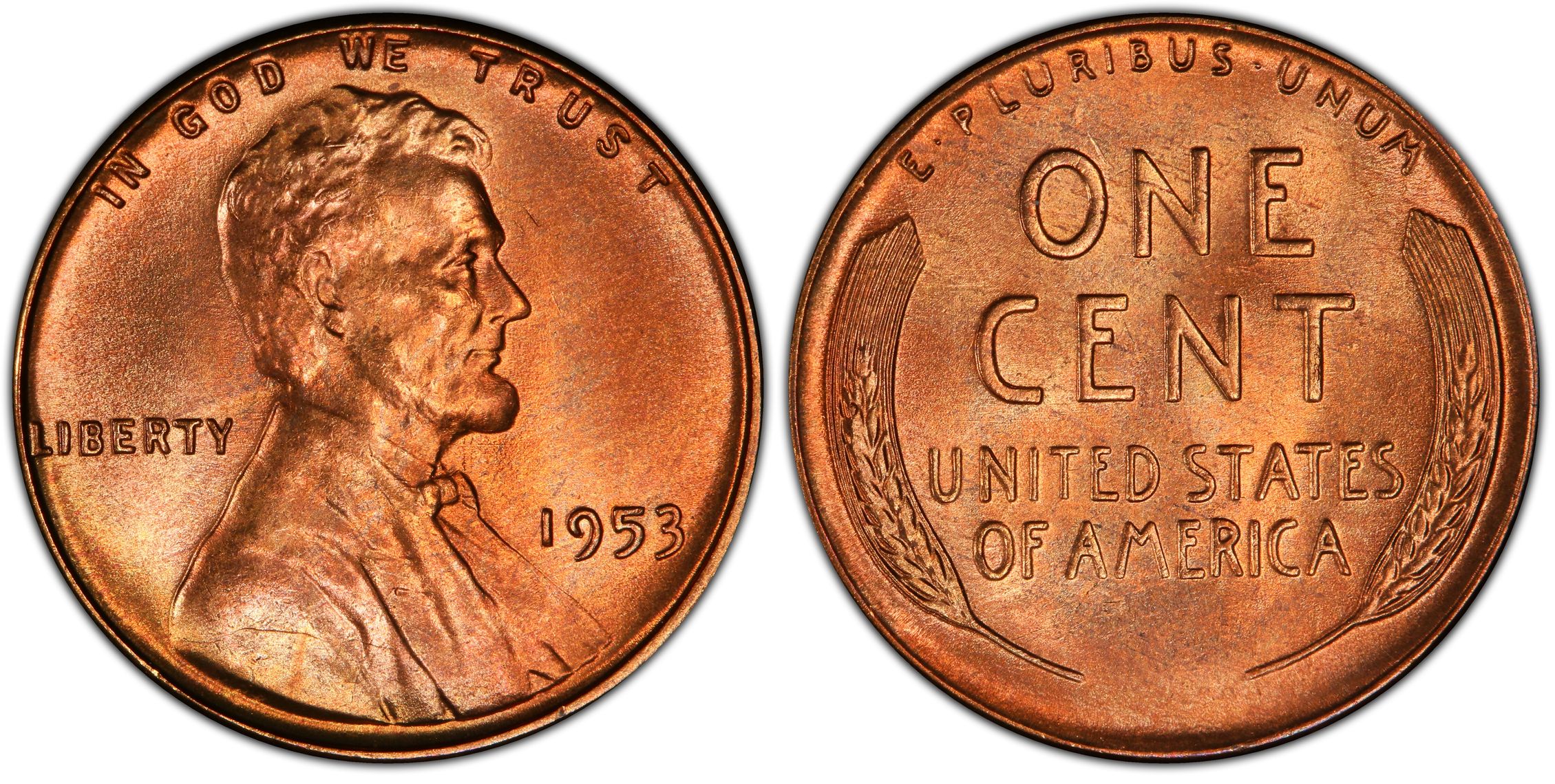 1953 1C RD Regular Strike Lincoln Cent Wheat Reverse PCGS