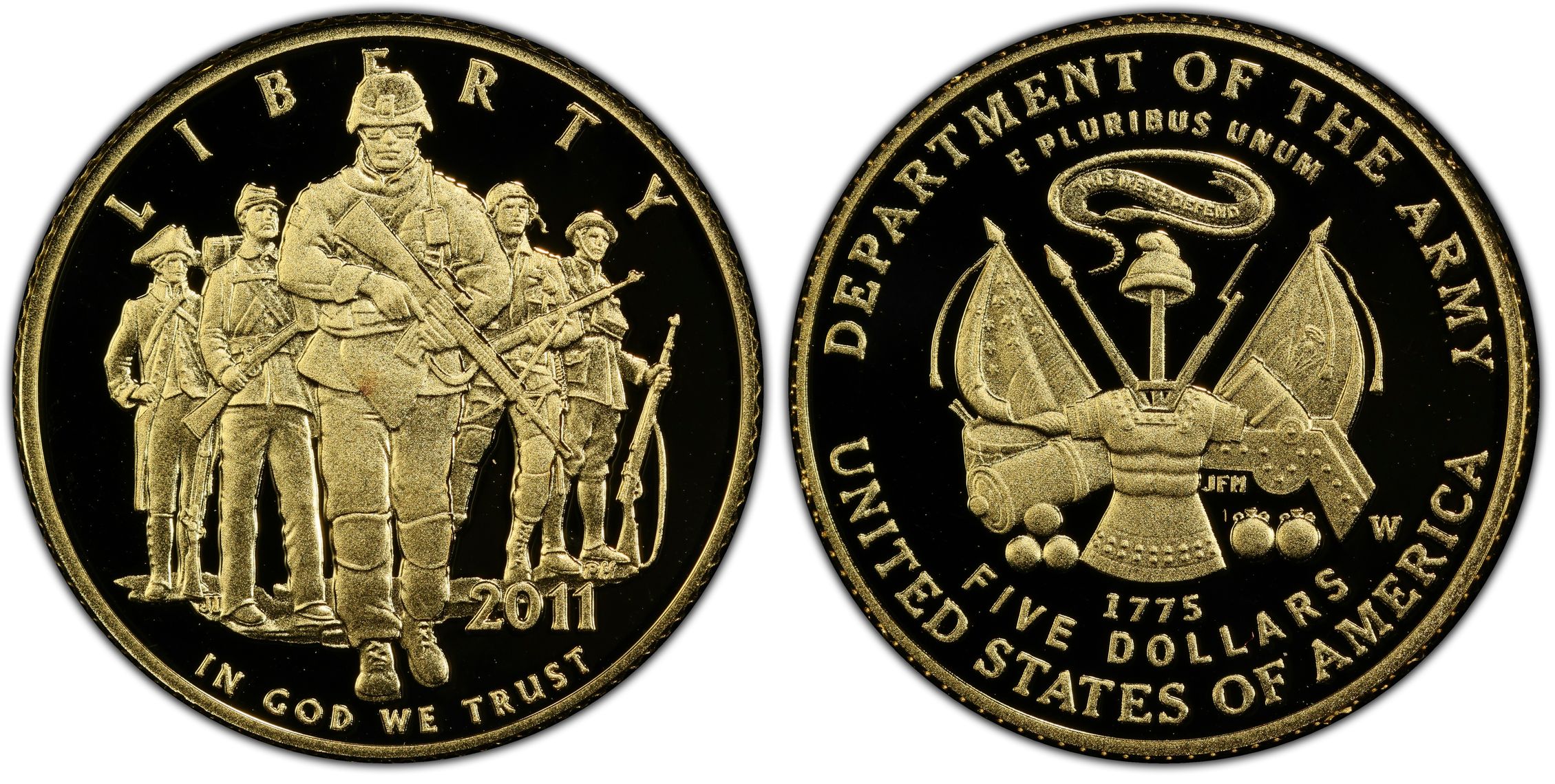 2011-W $5 United States Army, DCAM (Proof) Modern Gold Commemorative ...