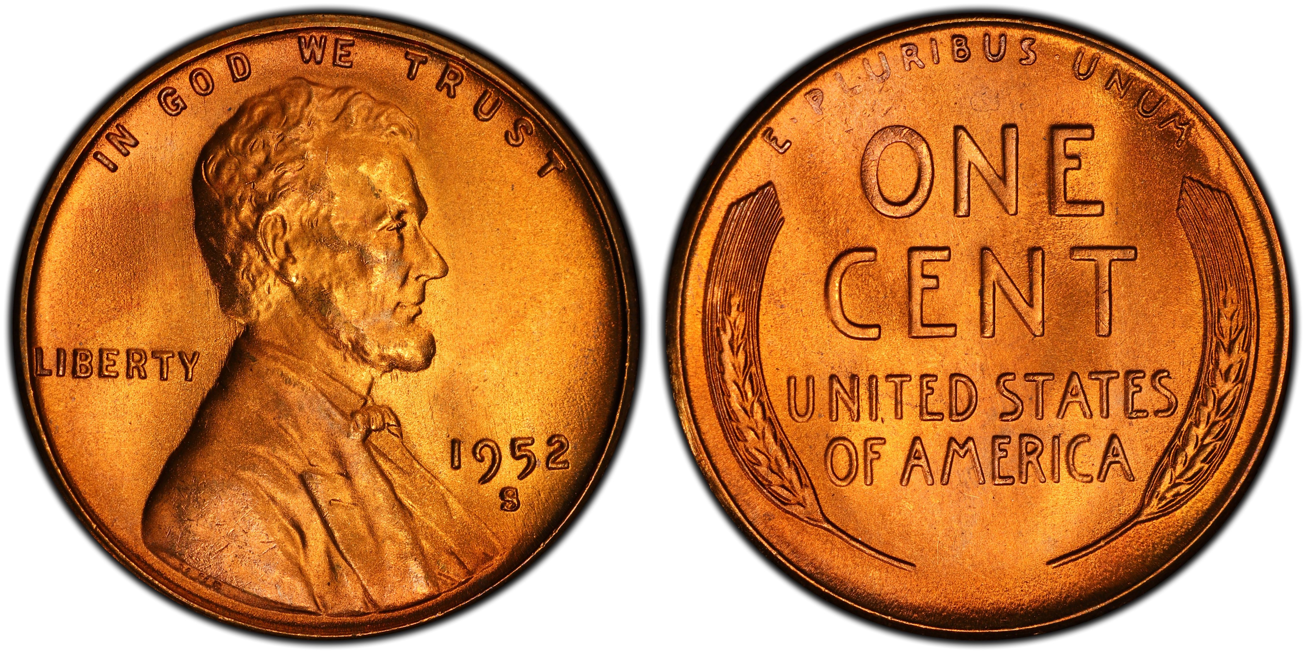 1952-S 1C, RD (Regular Strike) Lincoln Cent (Wheat Reverse) - PCGS ...