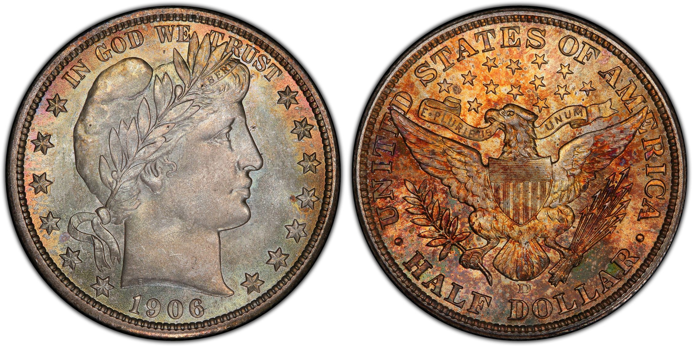 1906 D 50C Regular Strike Barber Half Dollar PCGS CoinFacts