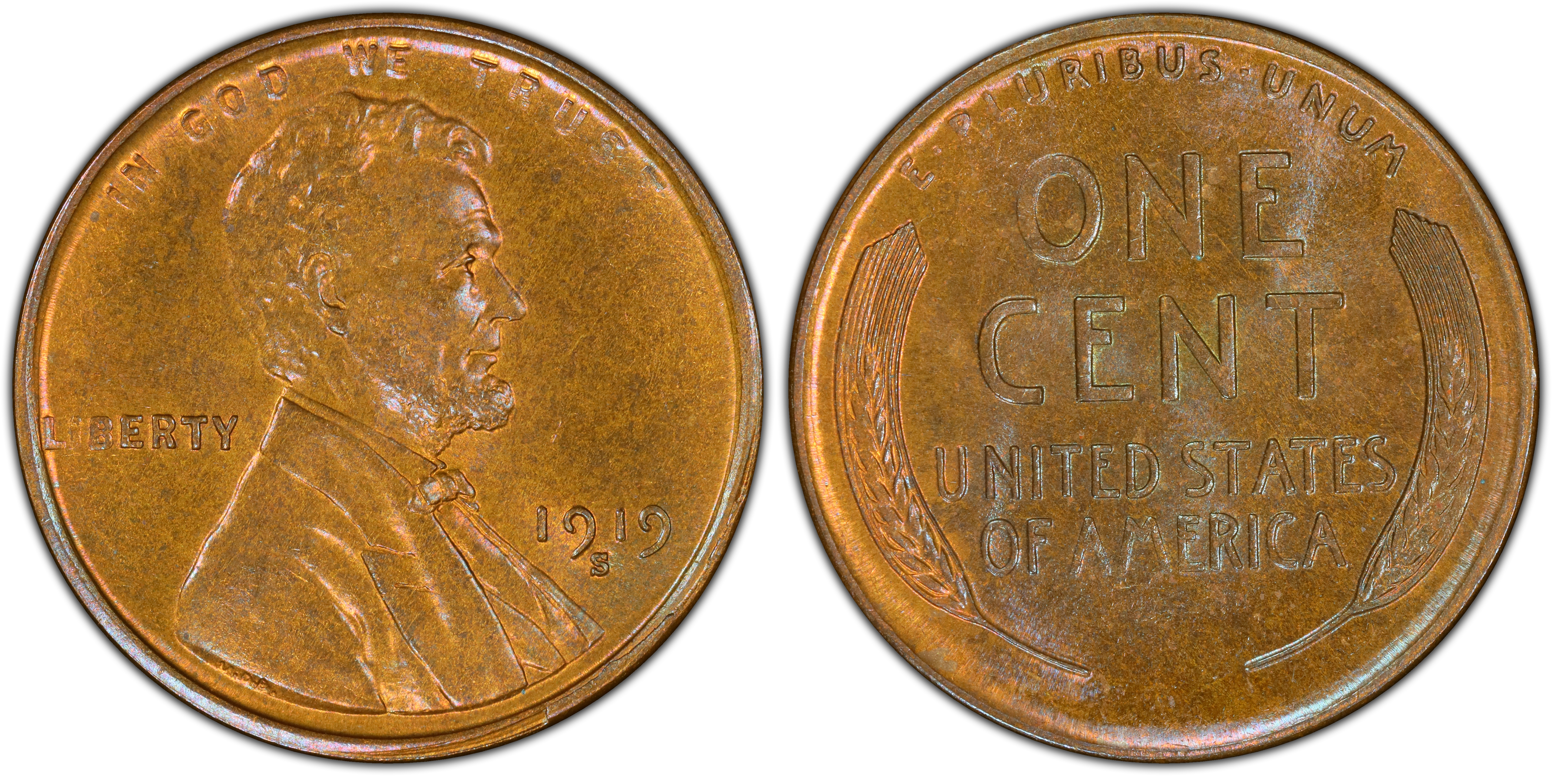 1919-S 1C, BN (Regular Strike) Lincoln Cent (Wheat Reverse) - PCGS CoinFacts