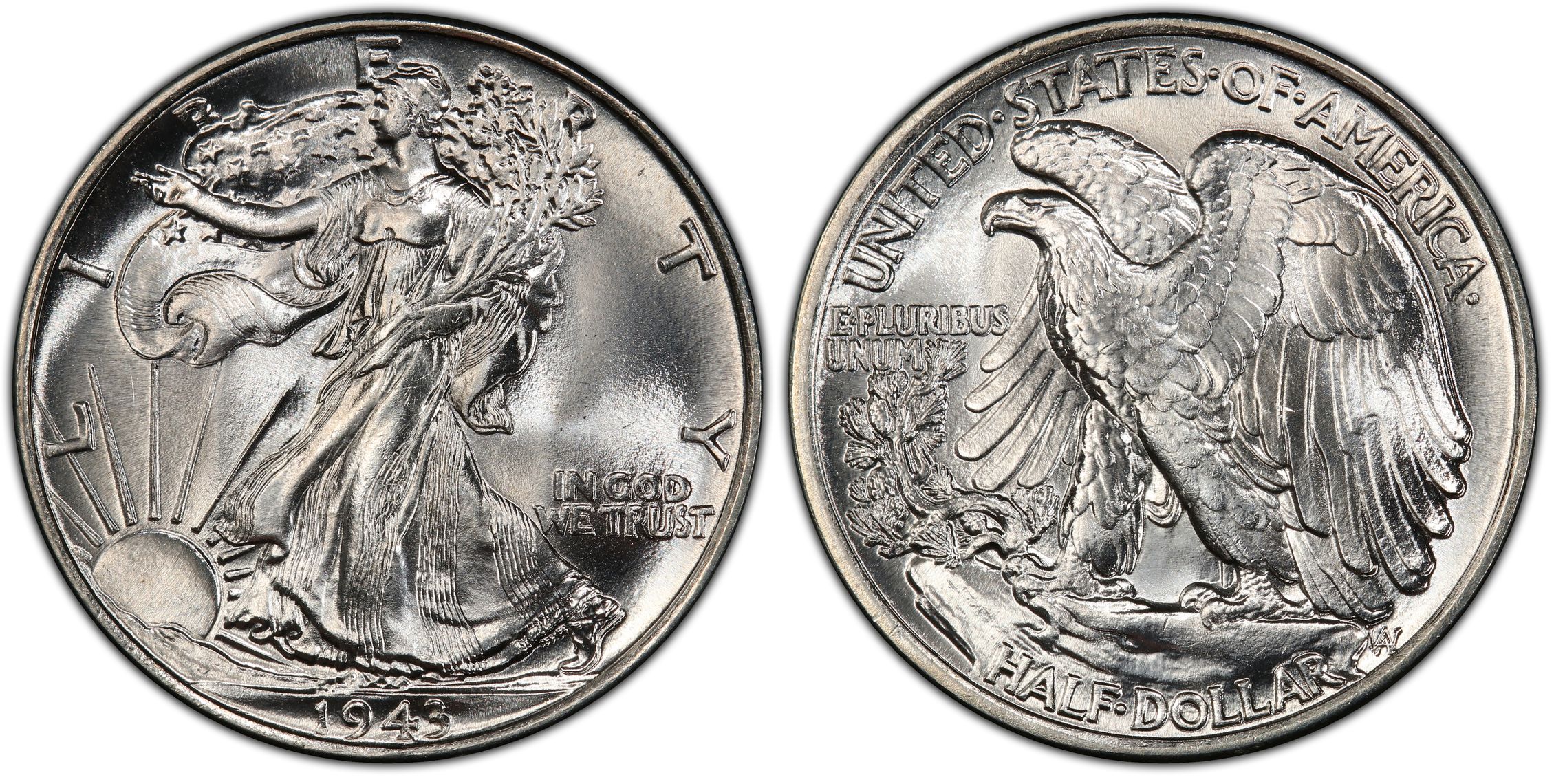 1943 50C Regular Strike Walking Liberty Half Dollar PCGS CoinFacts