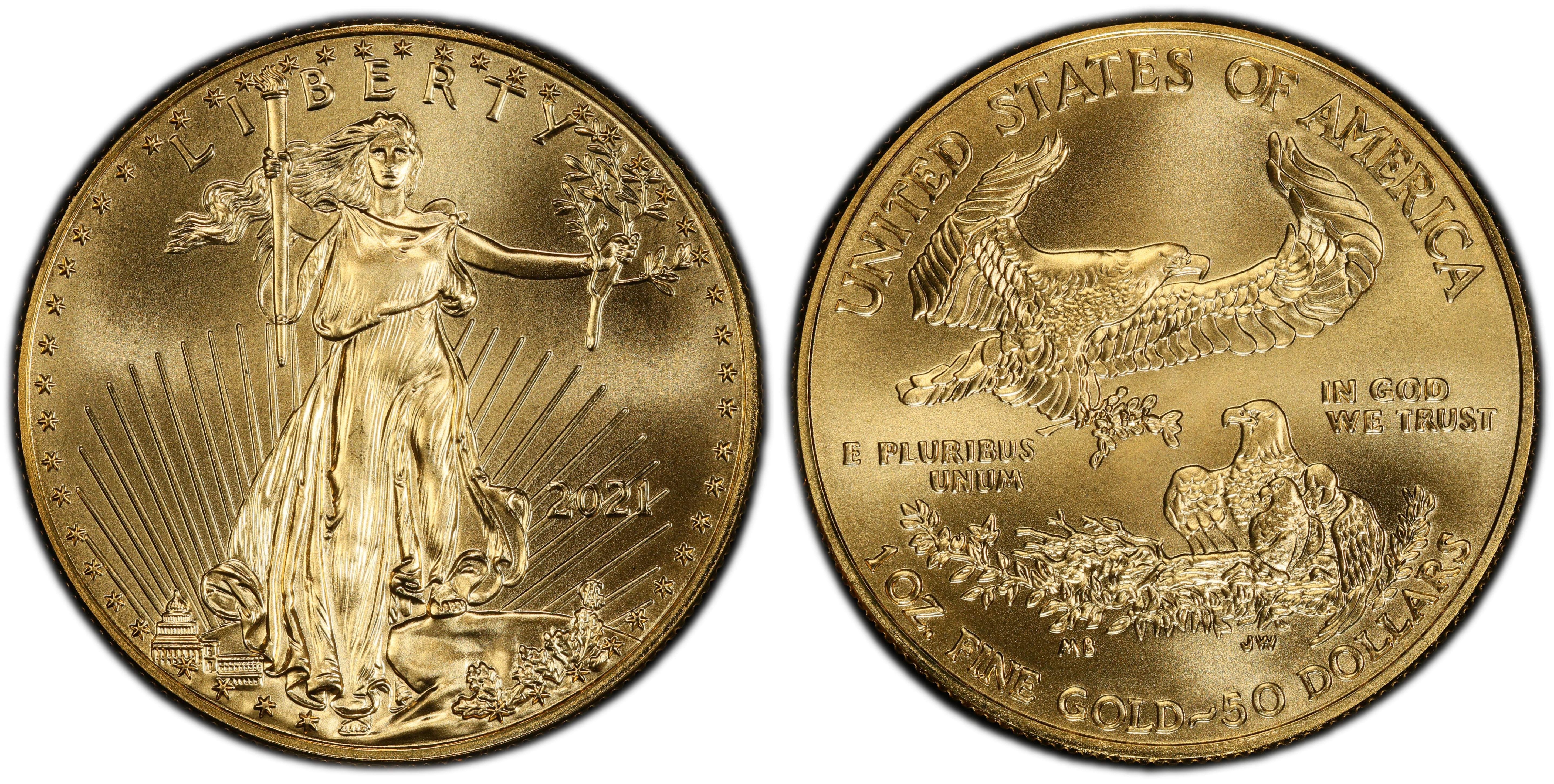 パーティを彩るご馳走や - Eagle Gold $50 2021 Type Strike (Regular Strike First 1 貨幣