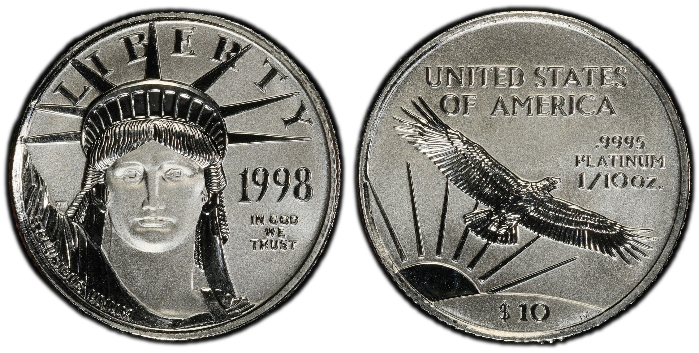 1998 $10 Statue of Liberty (Regular Strike) Platinum Eagles - PCGS CoinFacts