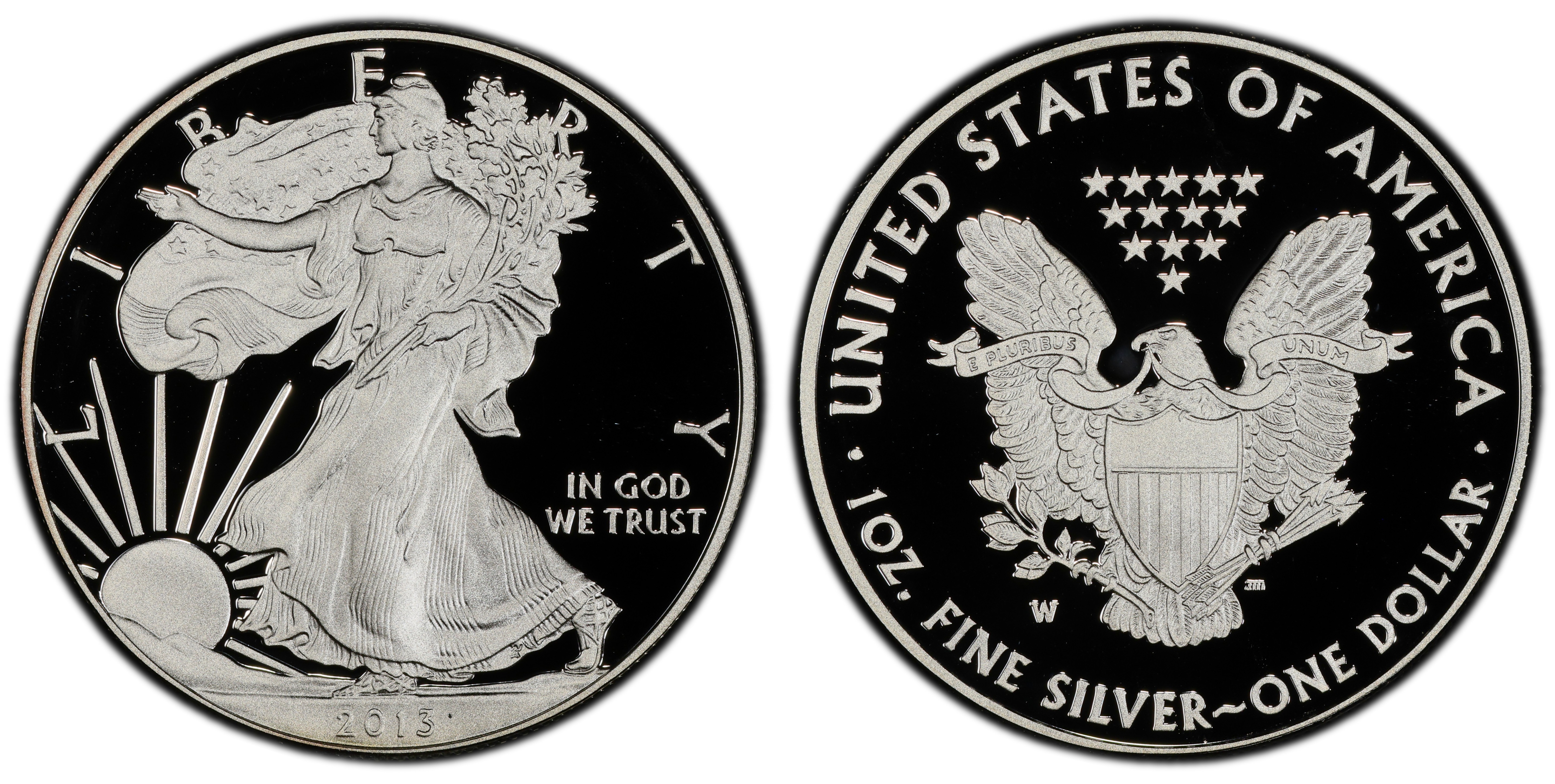 American Eagle MS 70 Graded 2013 Silver Bullion Coins for