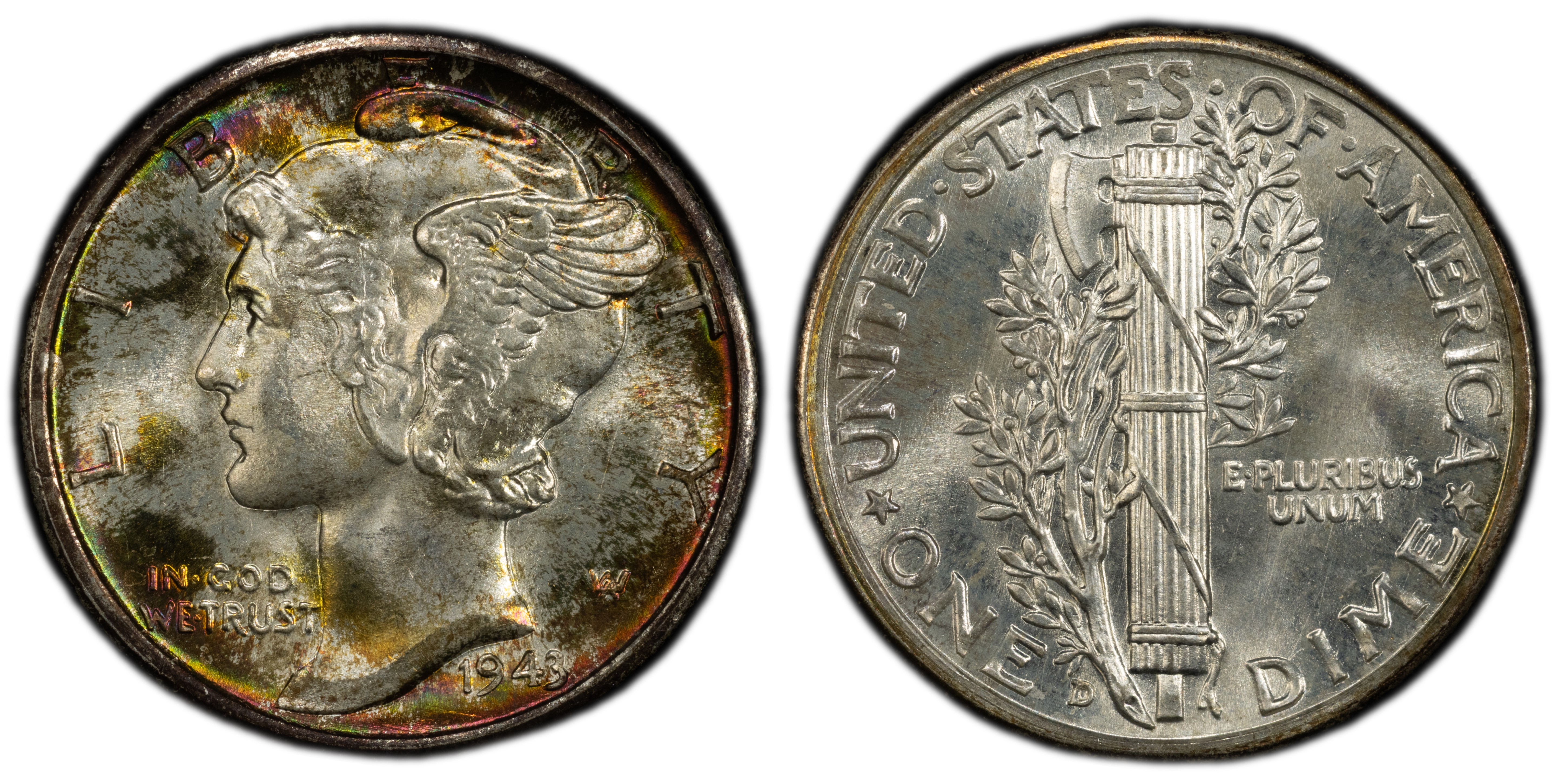 早割クーポン！ 10C, 1943-D FB CoinFacts PCGS - Dime Mercury Strike) (Regular 貨幣