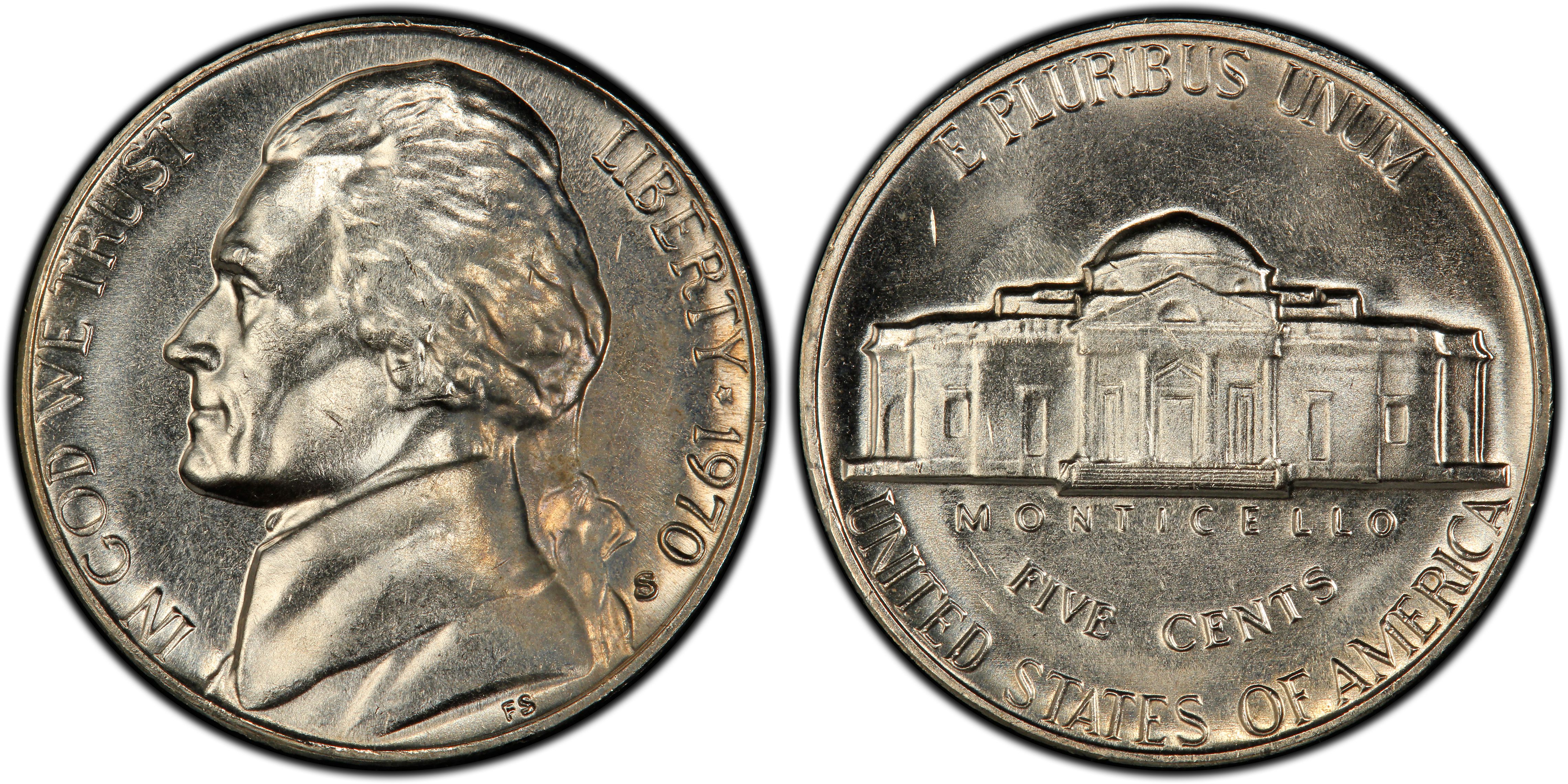 Details about   1970 S Jefferson Proof Nickel beautifully struck    L03 