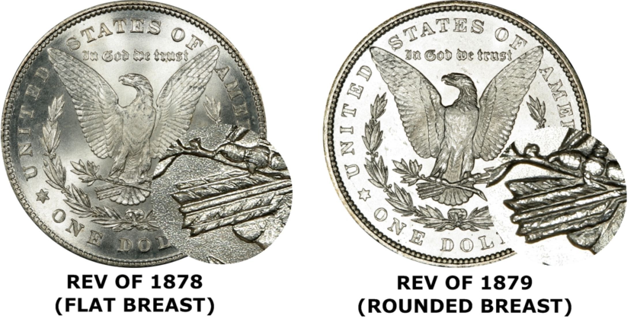 3rd Rev $1 Morgan VF with 1905 Liberty Head 5c G Coin Lot 1879-S Rev of 1879 