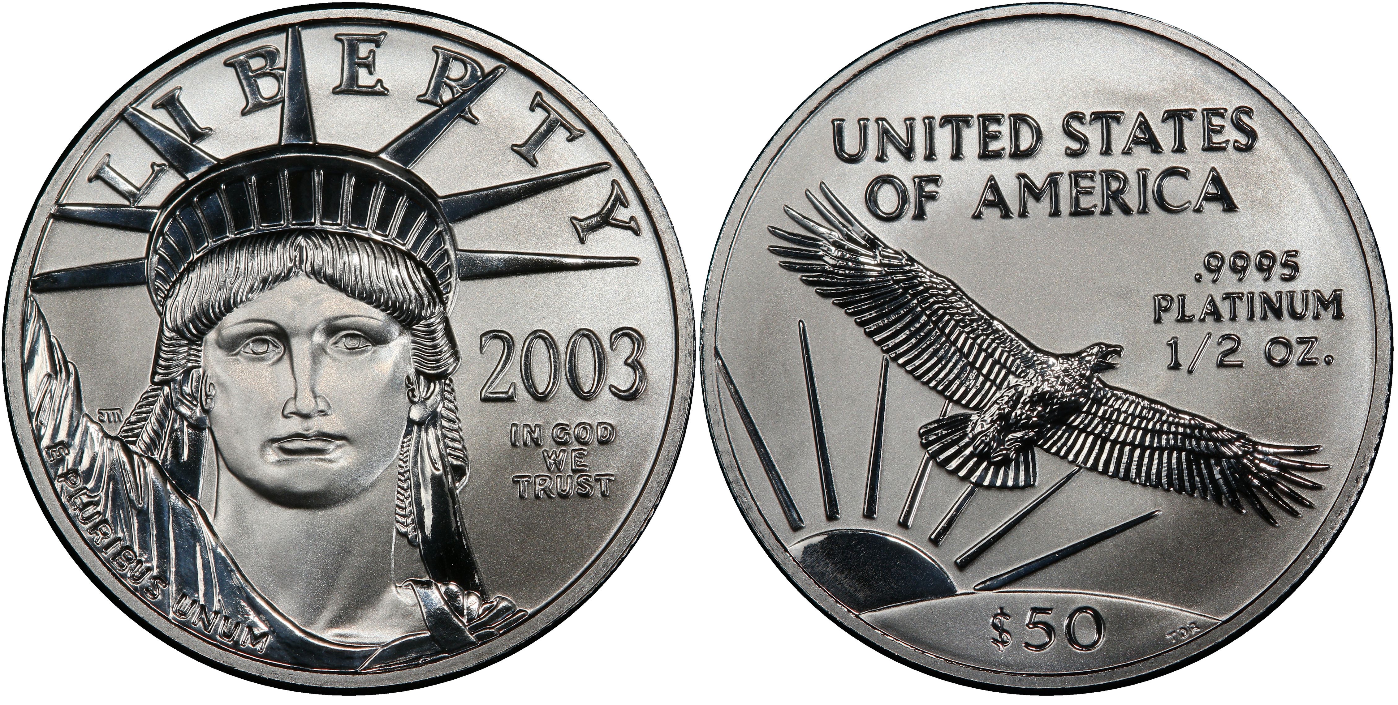 2003 $50 Statue of Liberty (Regular Strike) Platinum Eagles - PCGS