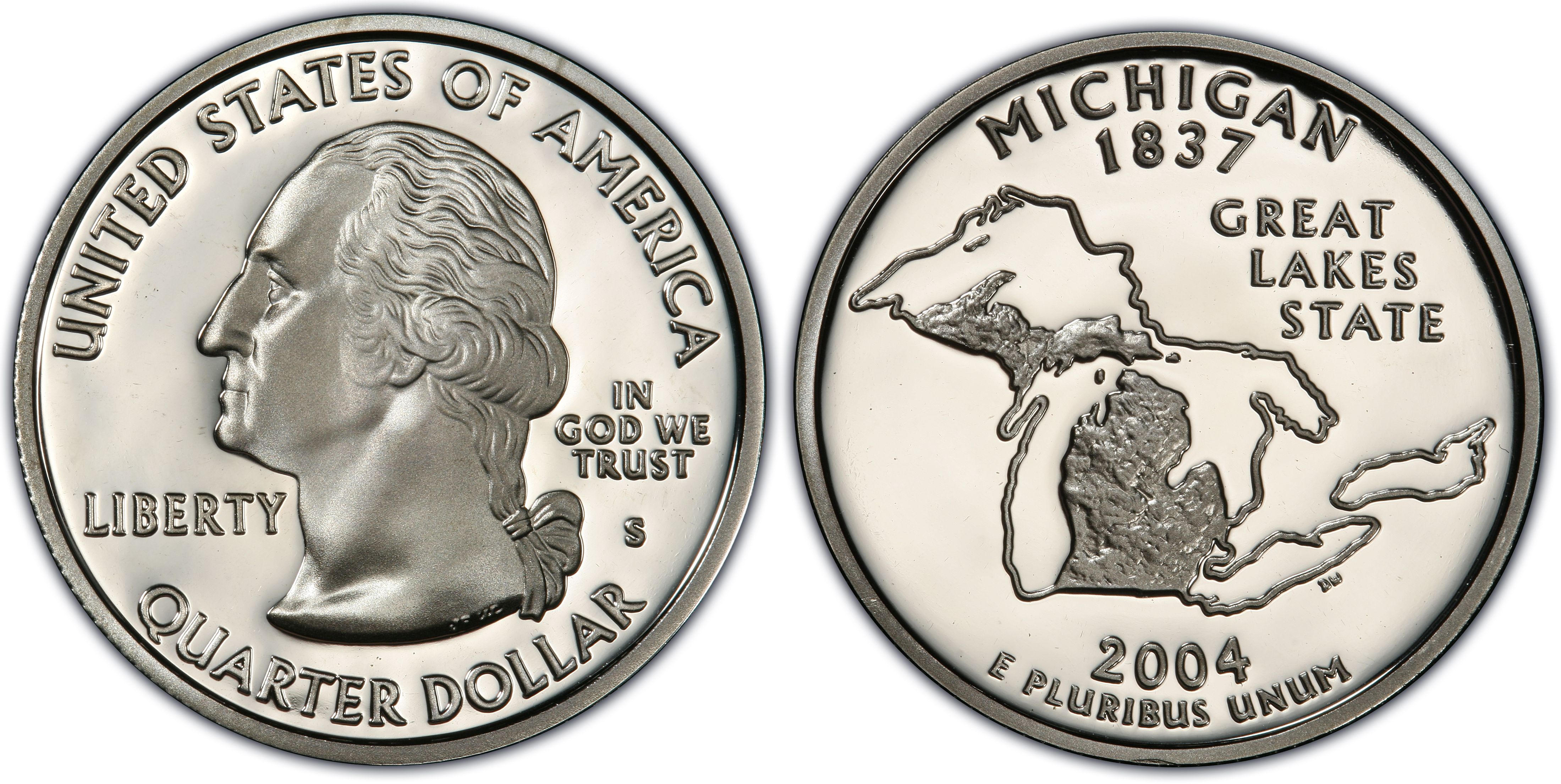 2004 S State Quarter Michigan Proof Single Gem Deep Cameo CN-Clad Coin