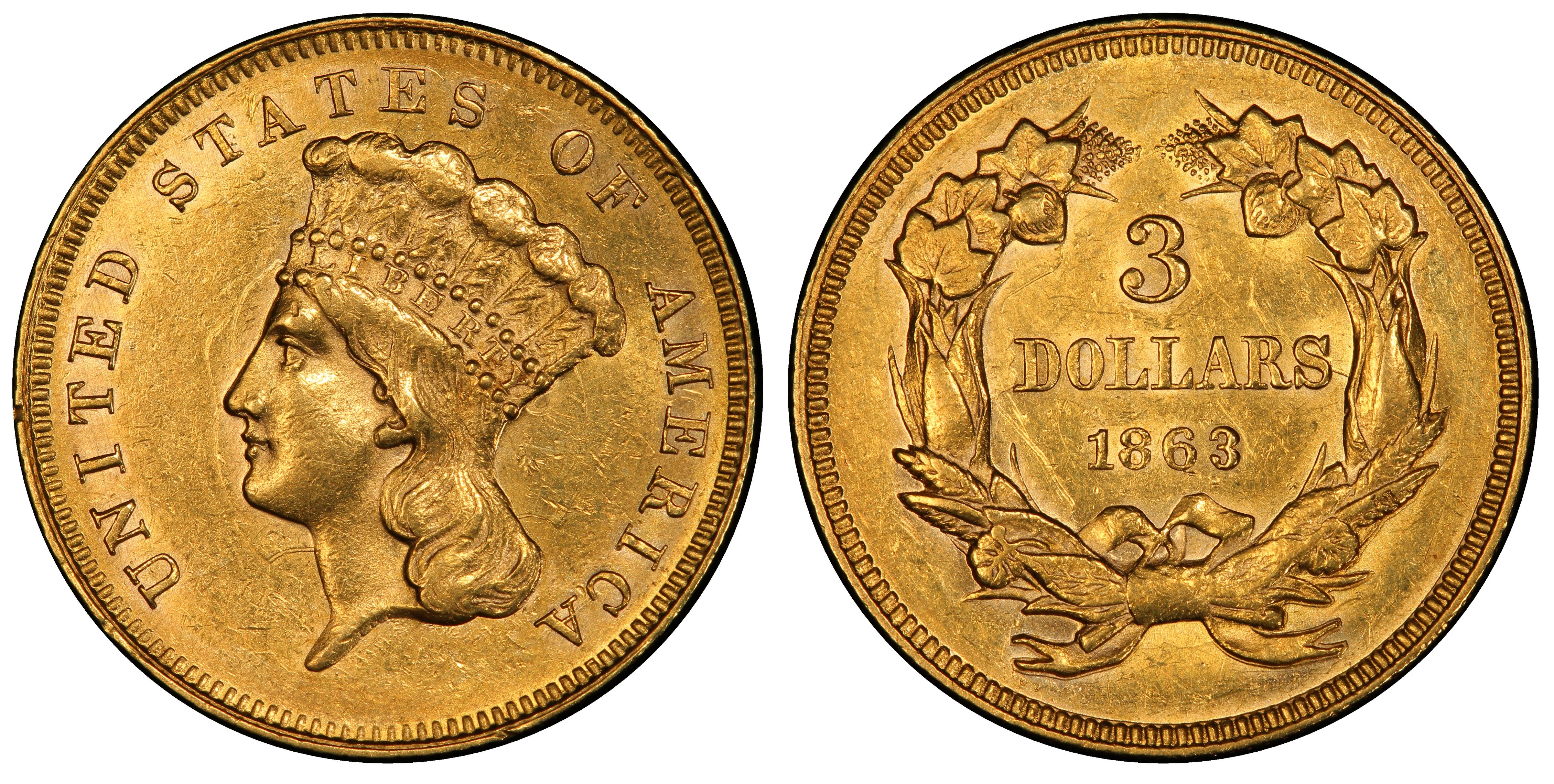 Images of Three Dollar 1863 $3 - PCGS CoinFacts