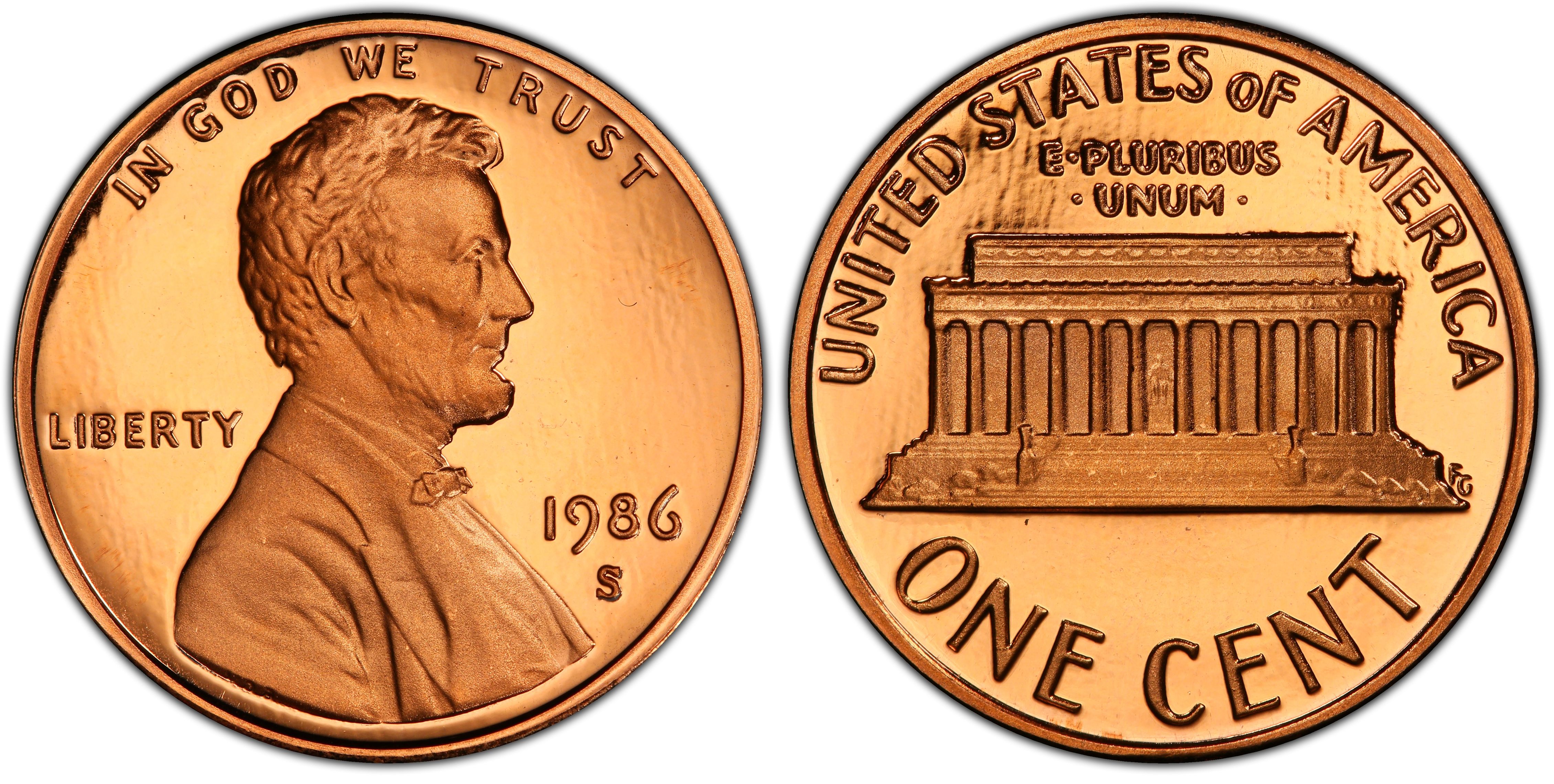 Etats-Unis UNITED STATES - 201 b - 1 CENT 1986 S - LINCOLN MEMORIAL PENNY  PROOF