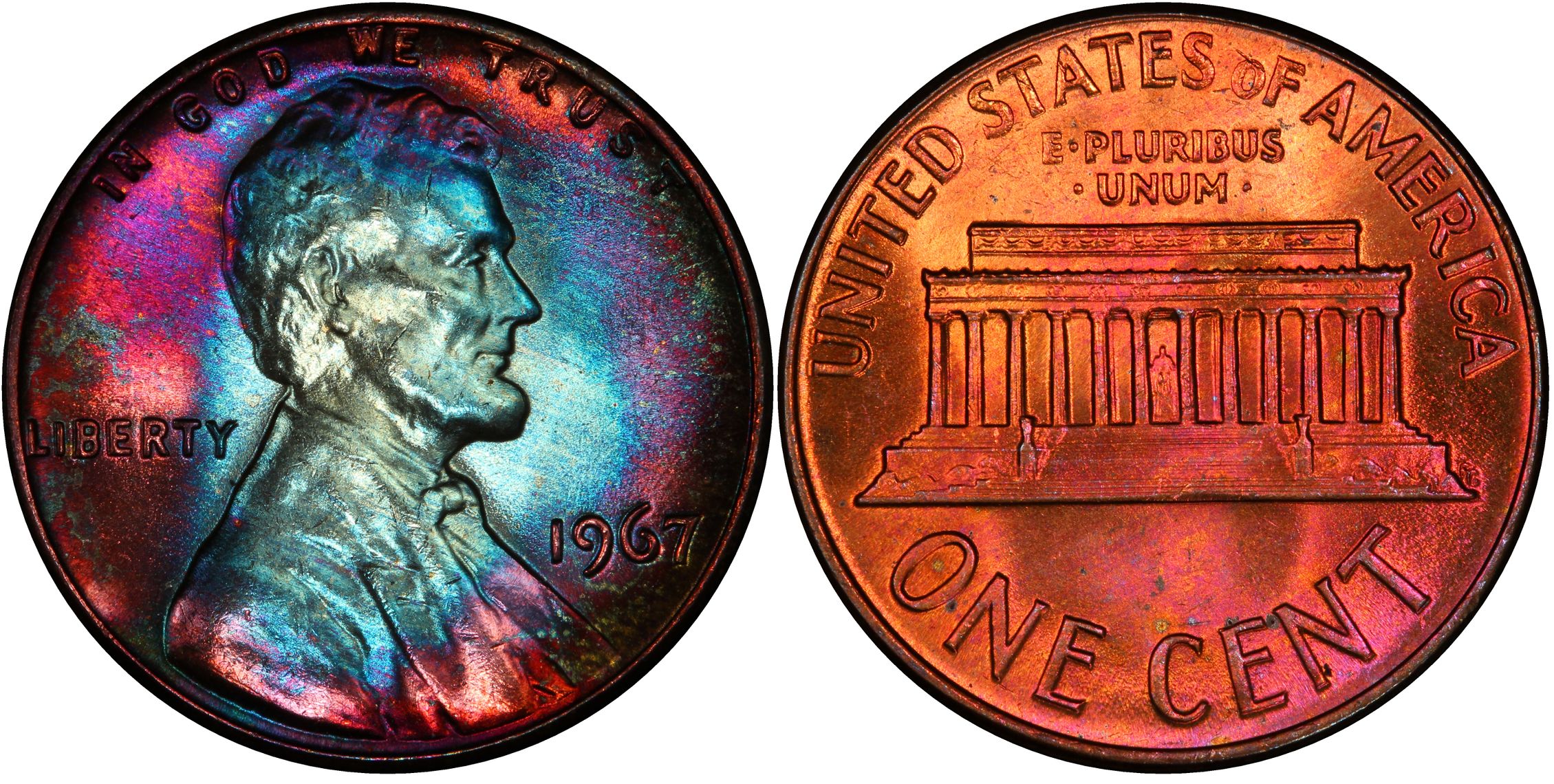 1967 1C, RB (Regular Strike) Lincoln Cent (Modern) - PCGS CoinFacts