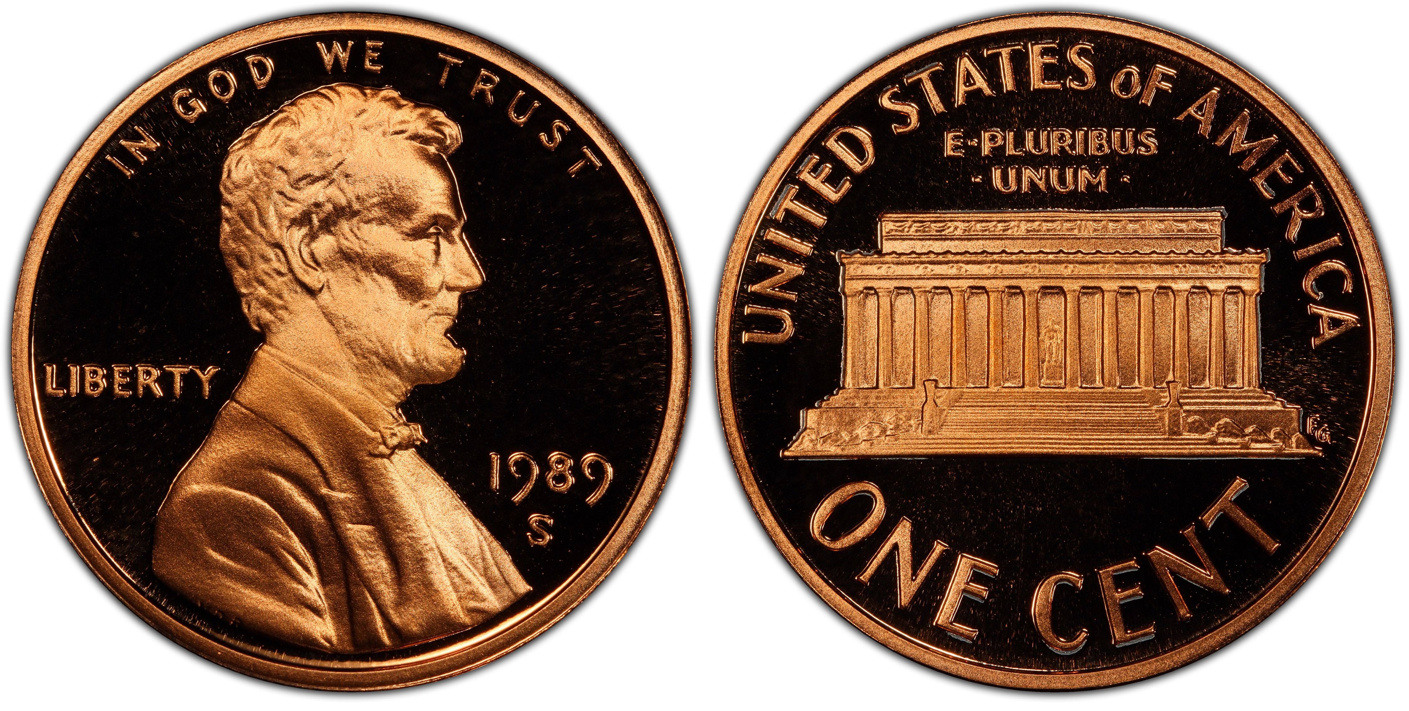 1989 S Gem Proof Lincoln Memorial Cent Penny Proof US Mint 