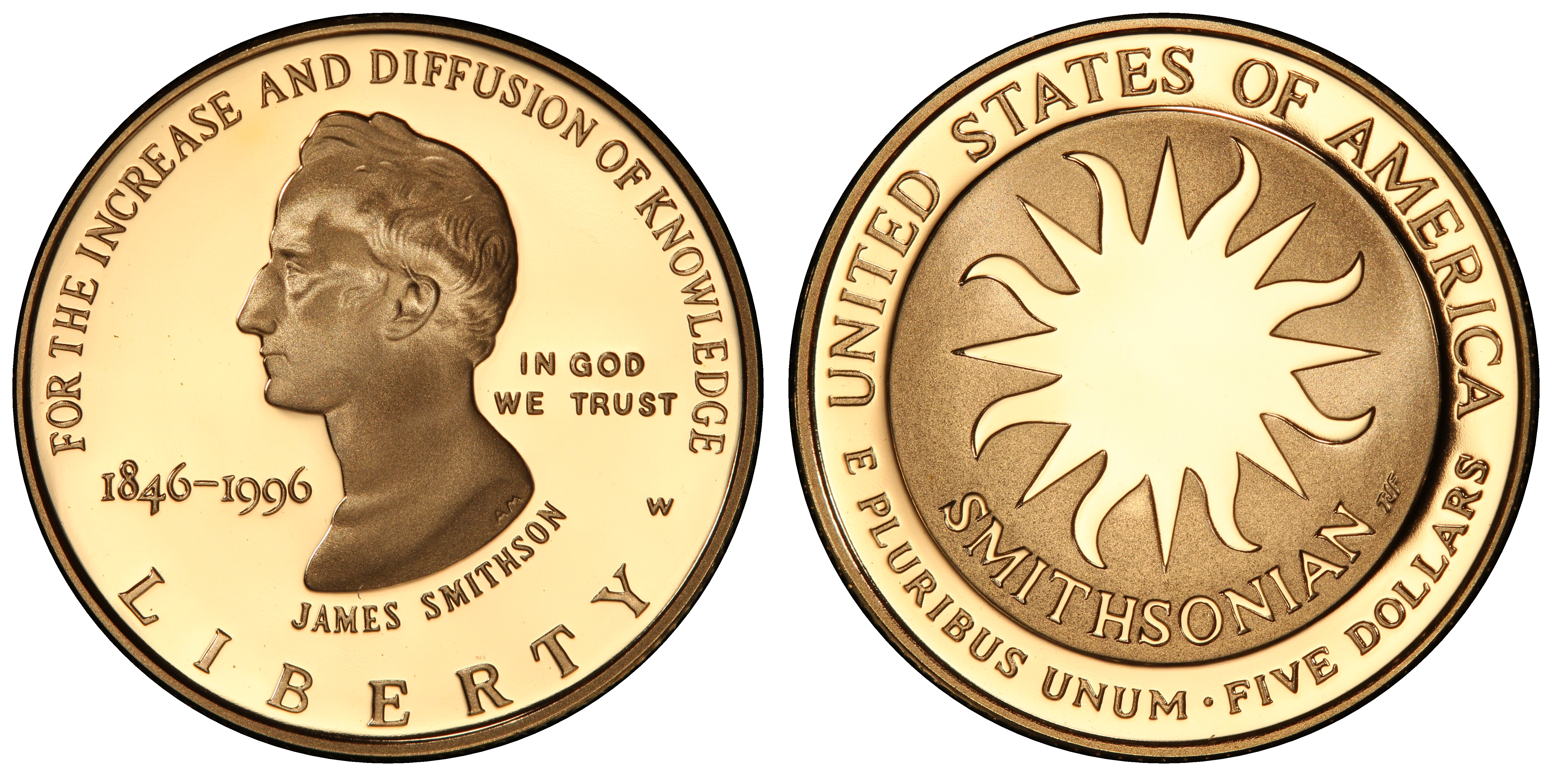 1996 W 5 Smithsonian Dcam Proof Modern Gold