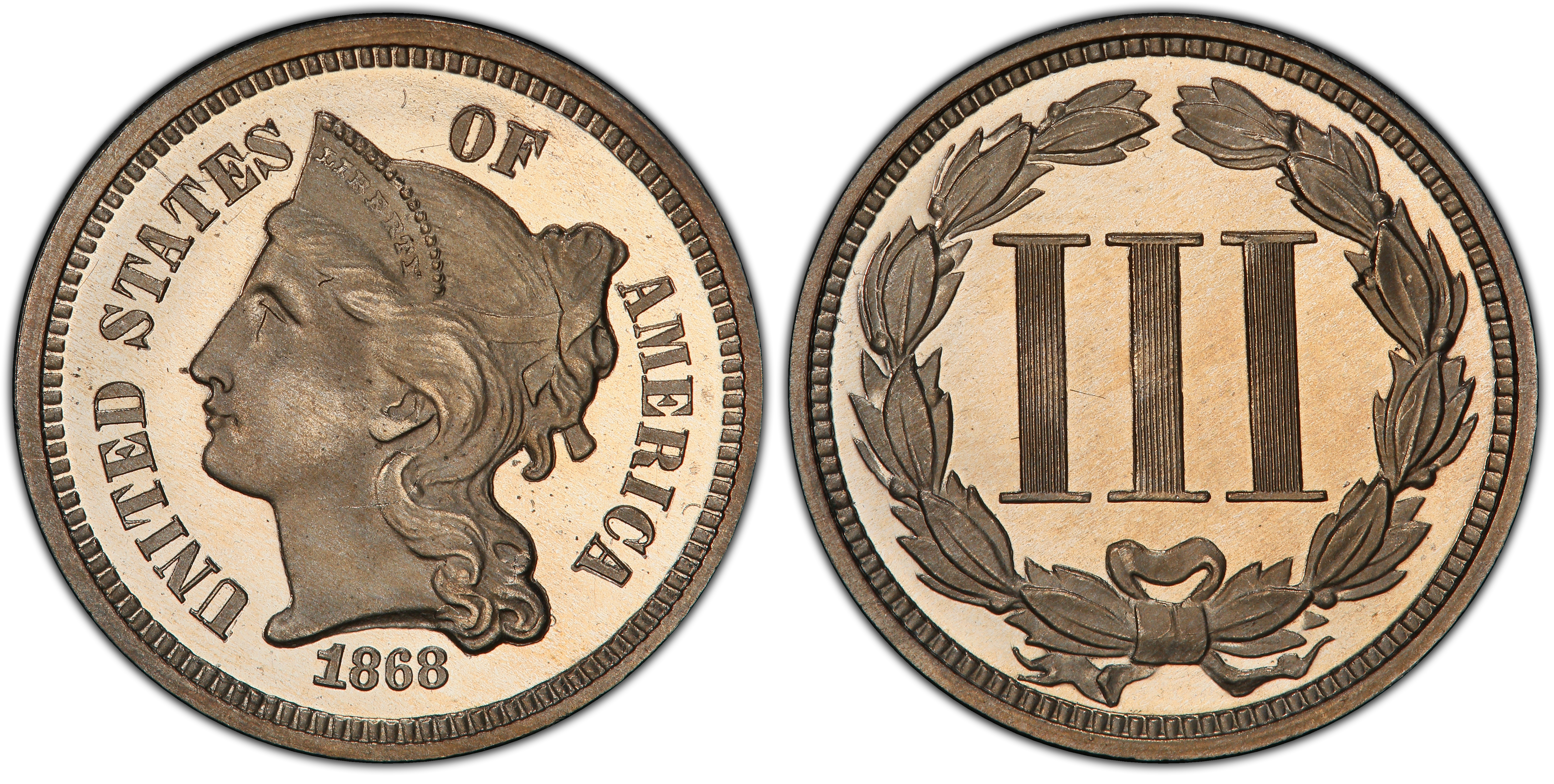 Images Of Three Cent Nickel 1868 3CN, DCAM - PCGS CoinFacts