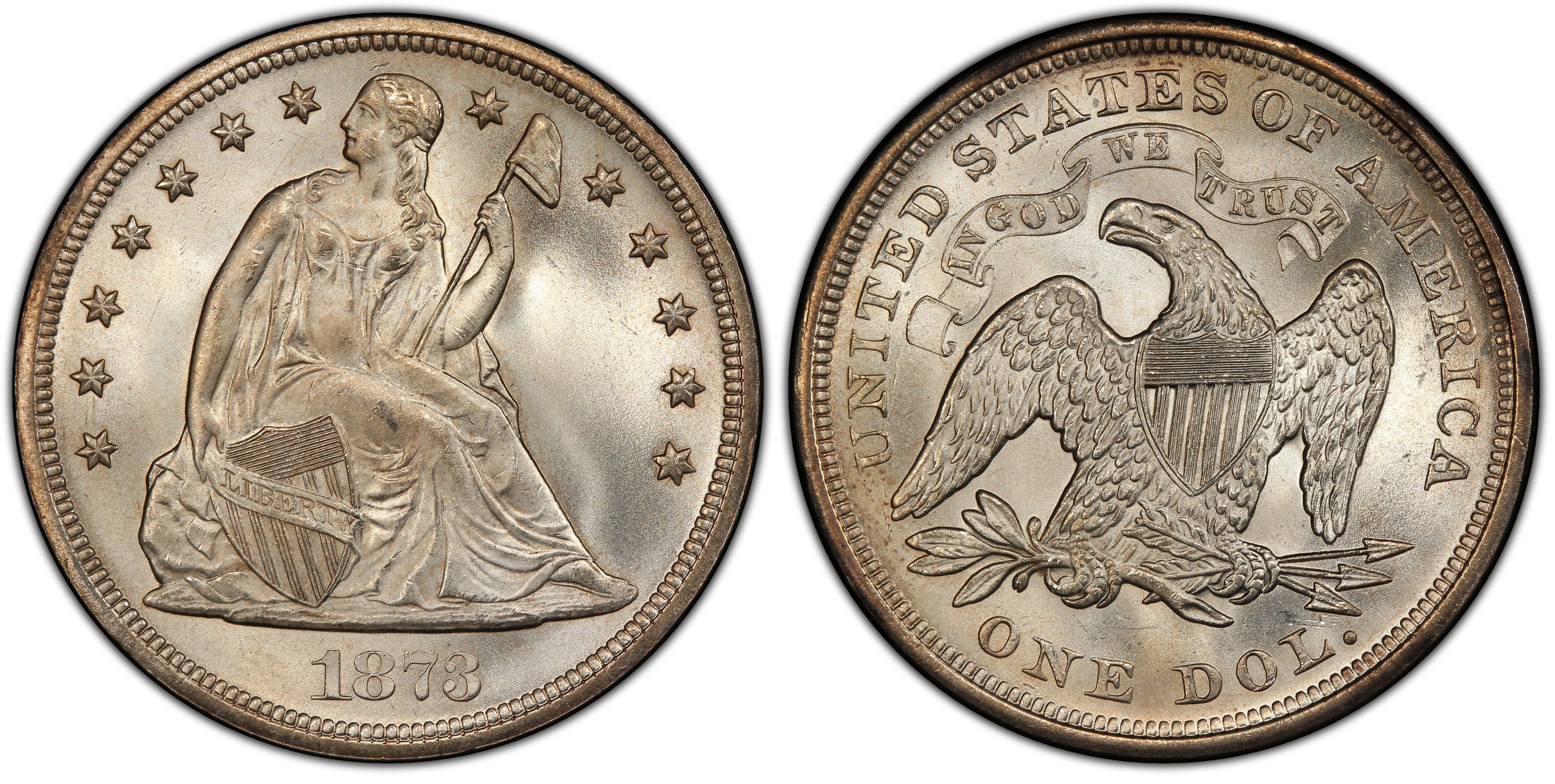 1873 1 Seated Regular Strike Liberty Seated Dollar Pcgs Coinfacts