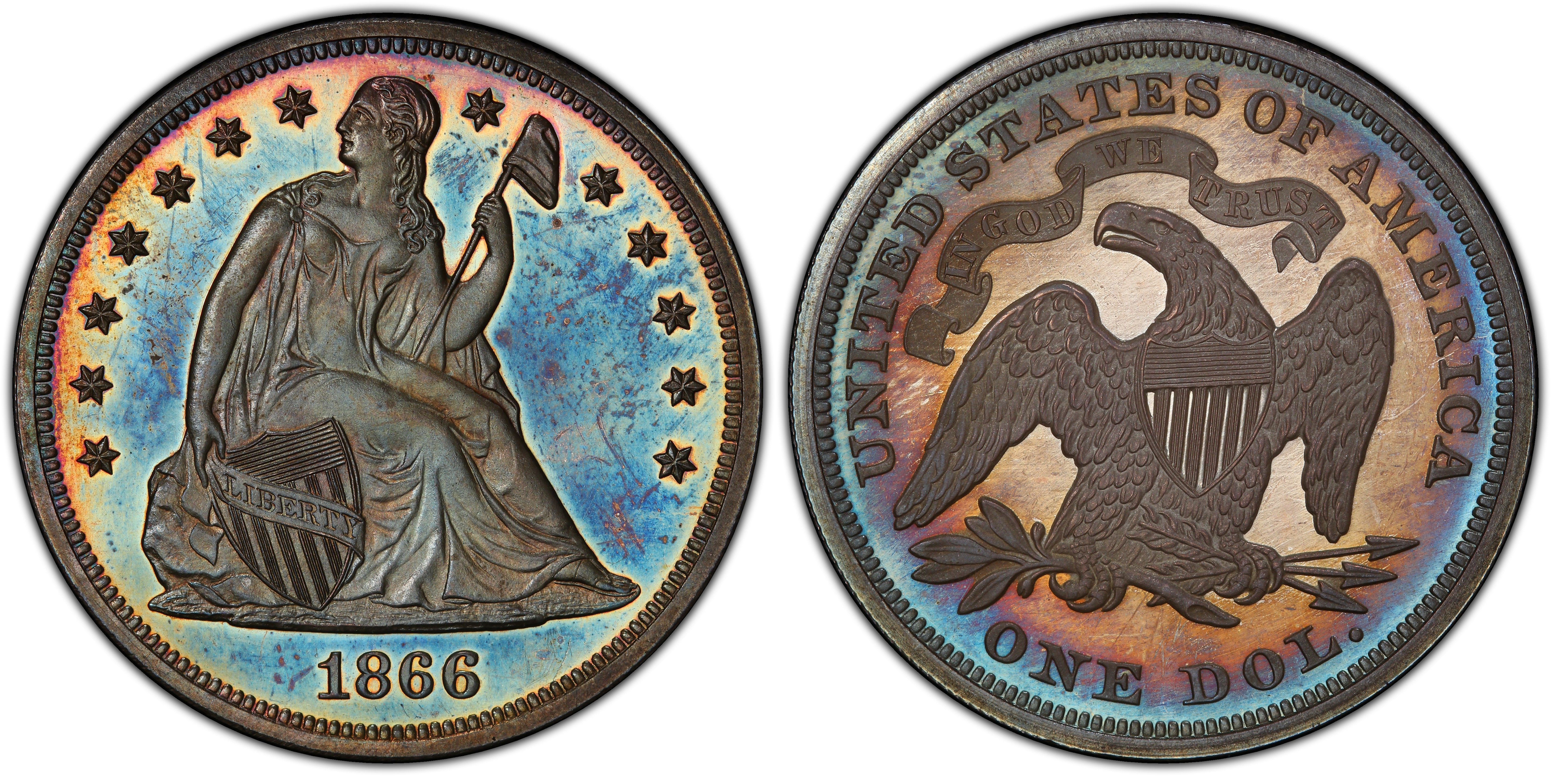 1866 $1 Motto (Proof) Liberty Seated Dollar - PCGS CoinFacts