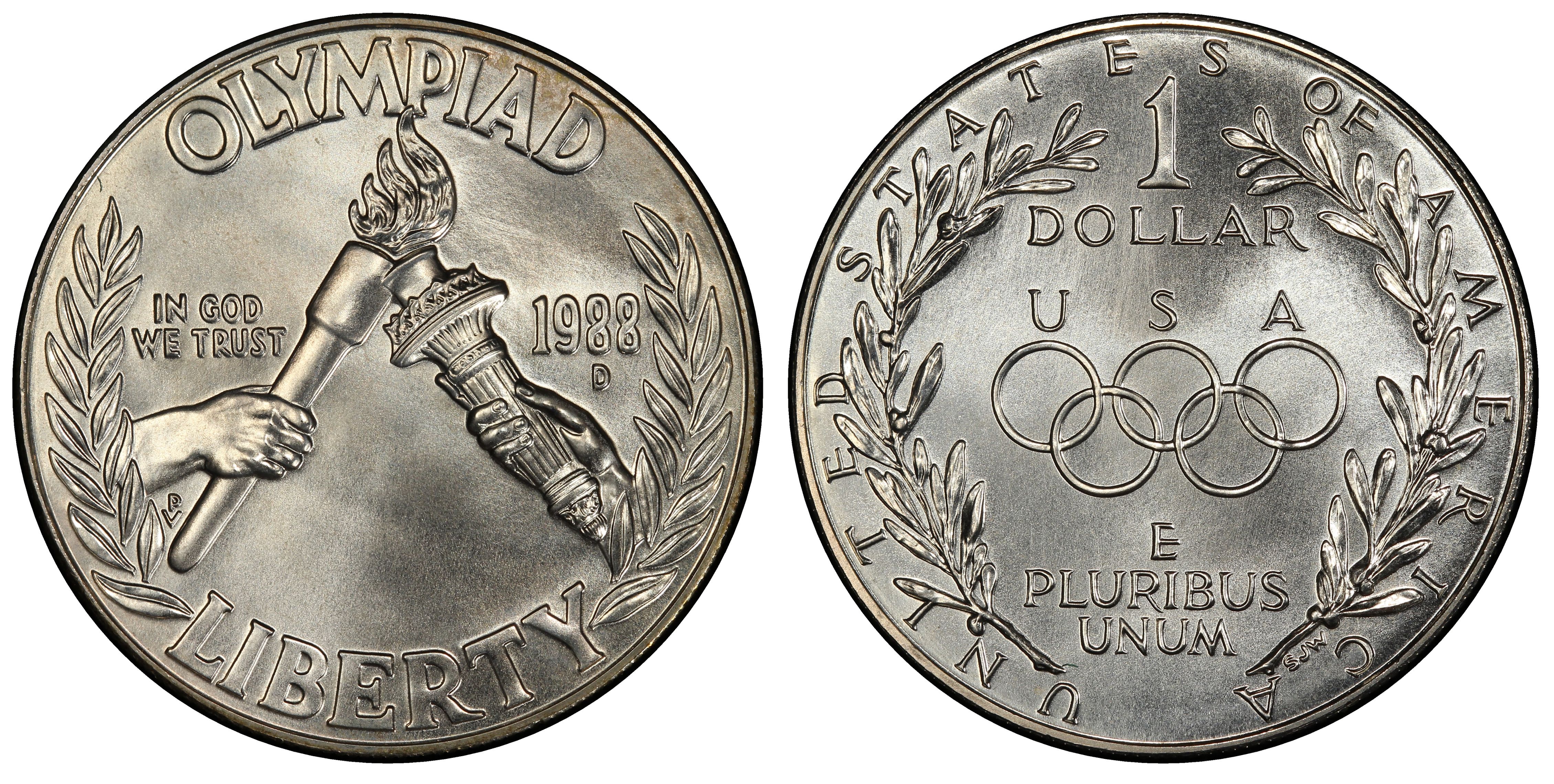 1988-D $1 Seoul Olympic Commemorative Silver Dollar BU