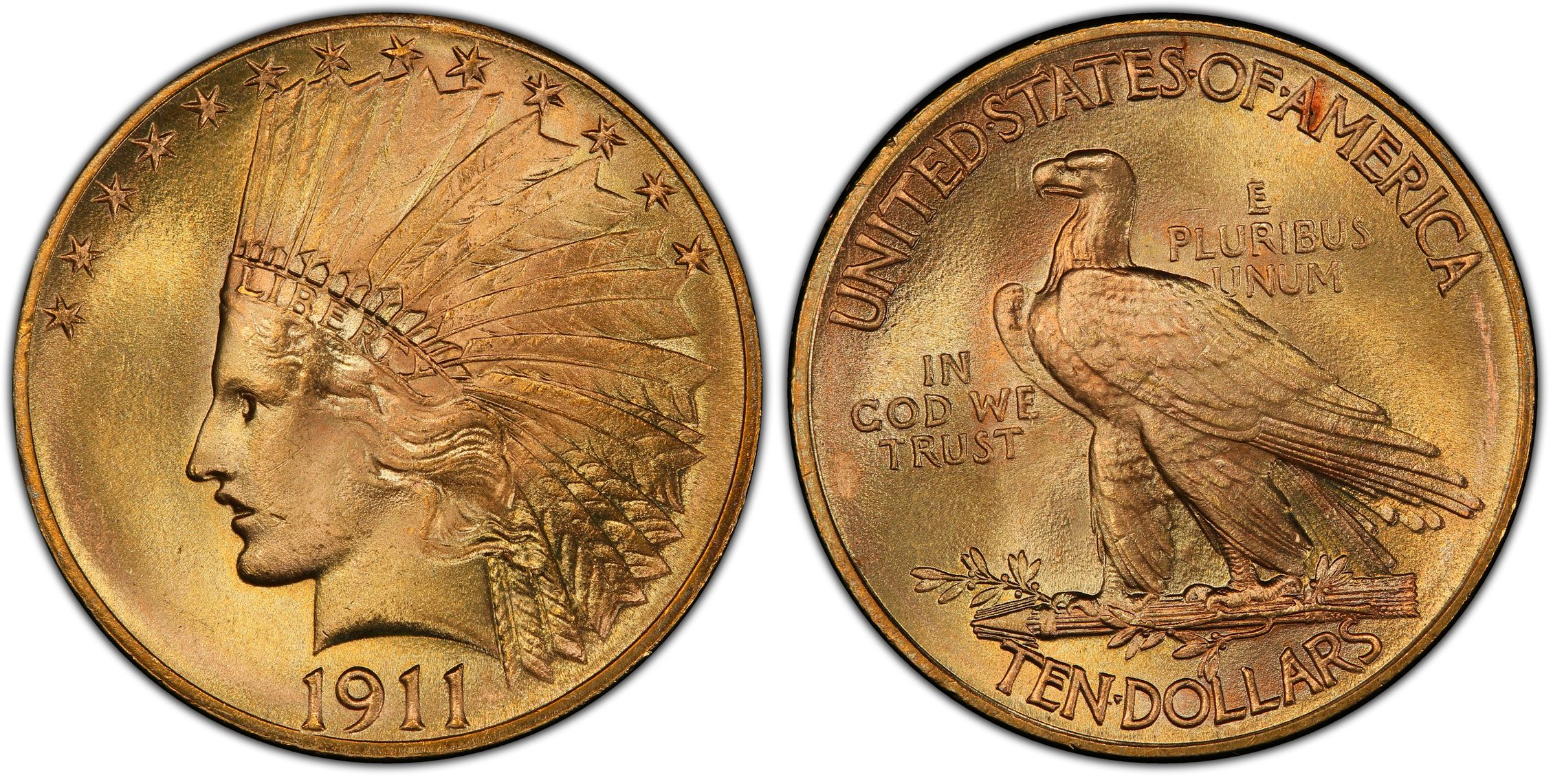 1911 10 Regular Strike Indian 10 PCGS CoinFacts