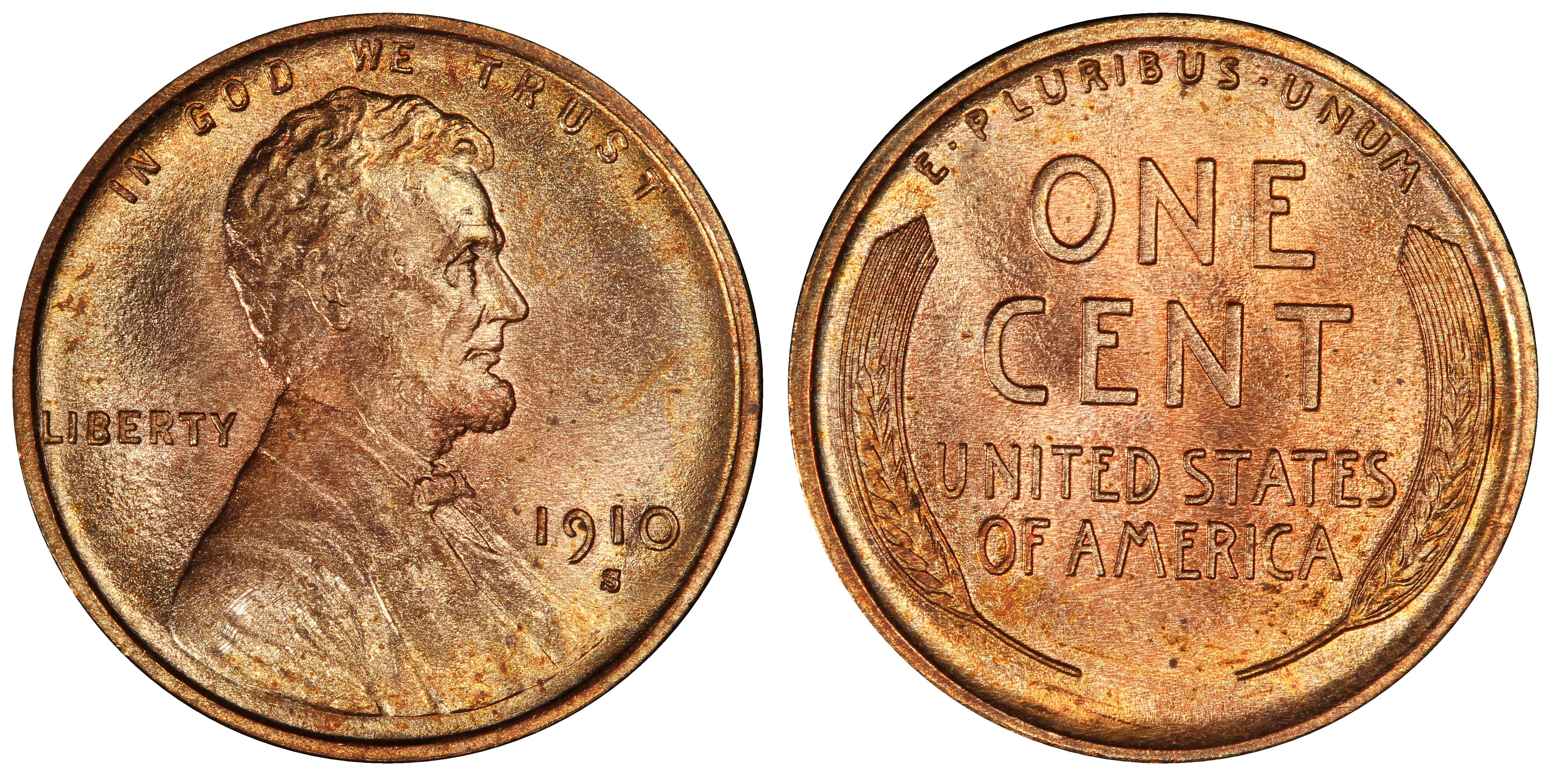 Images of Lincoln Cent (Wheat Reverse) 1910-S 1C, RD - PCGS CoinFacts