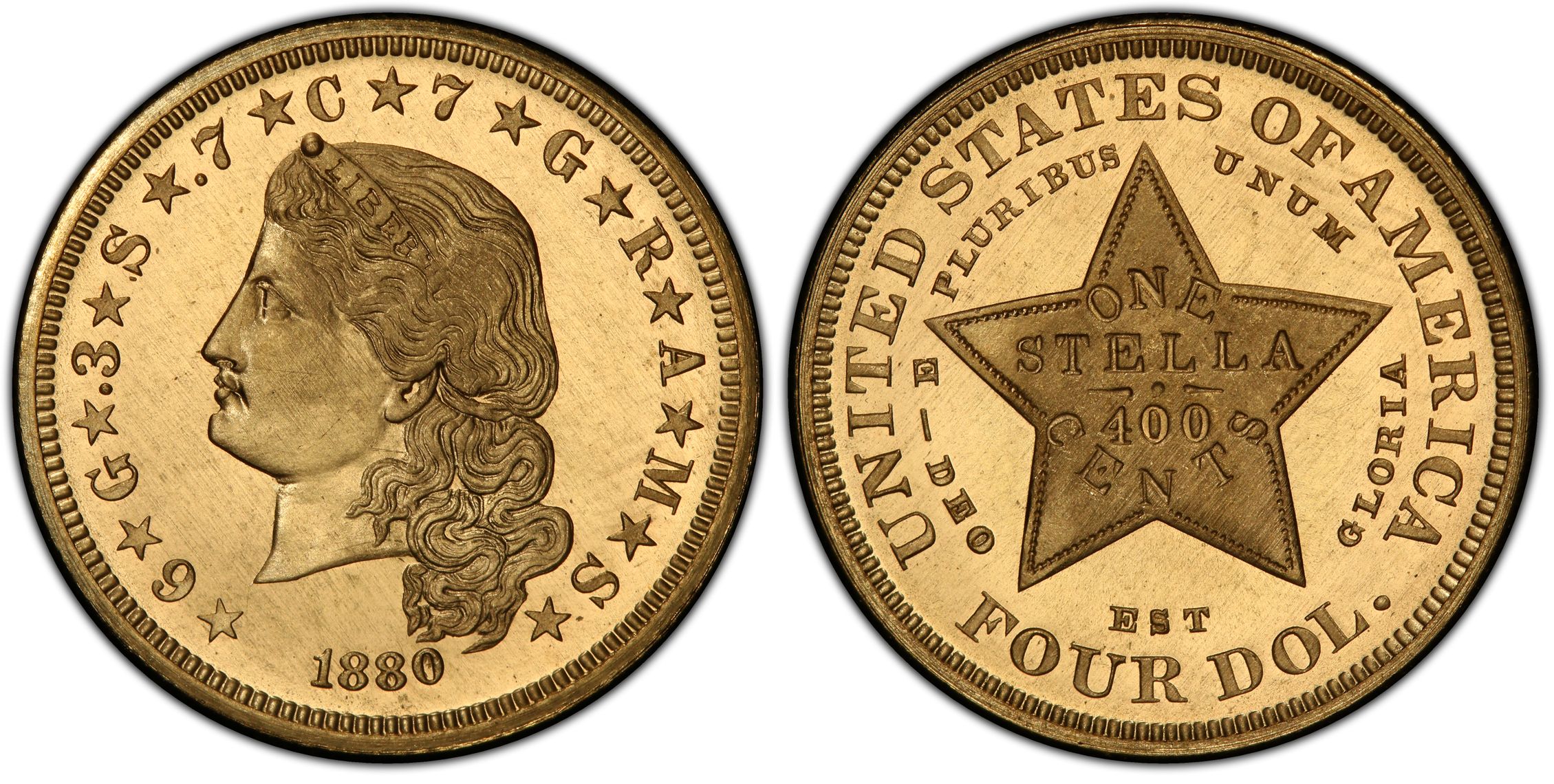 Value of 1880 Stella Coiled Hair $4 Gold