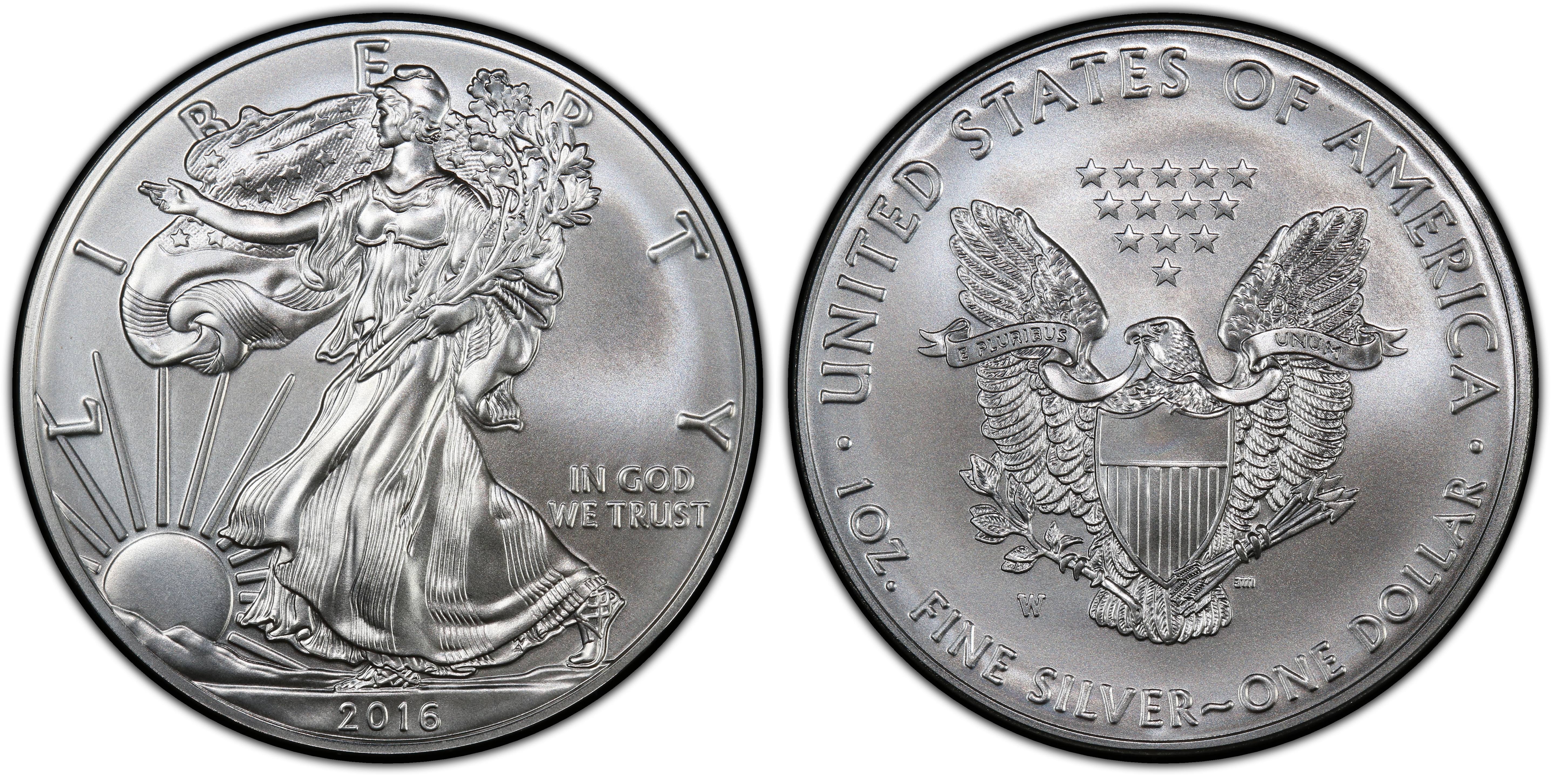 2016-W $1 Burnished Silver Eagle 30th Anniversary Lettered Edge First  Strike First Strike (Special Strike) Silver Eagles - PCGS CoinFacts