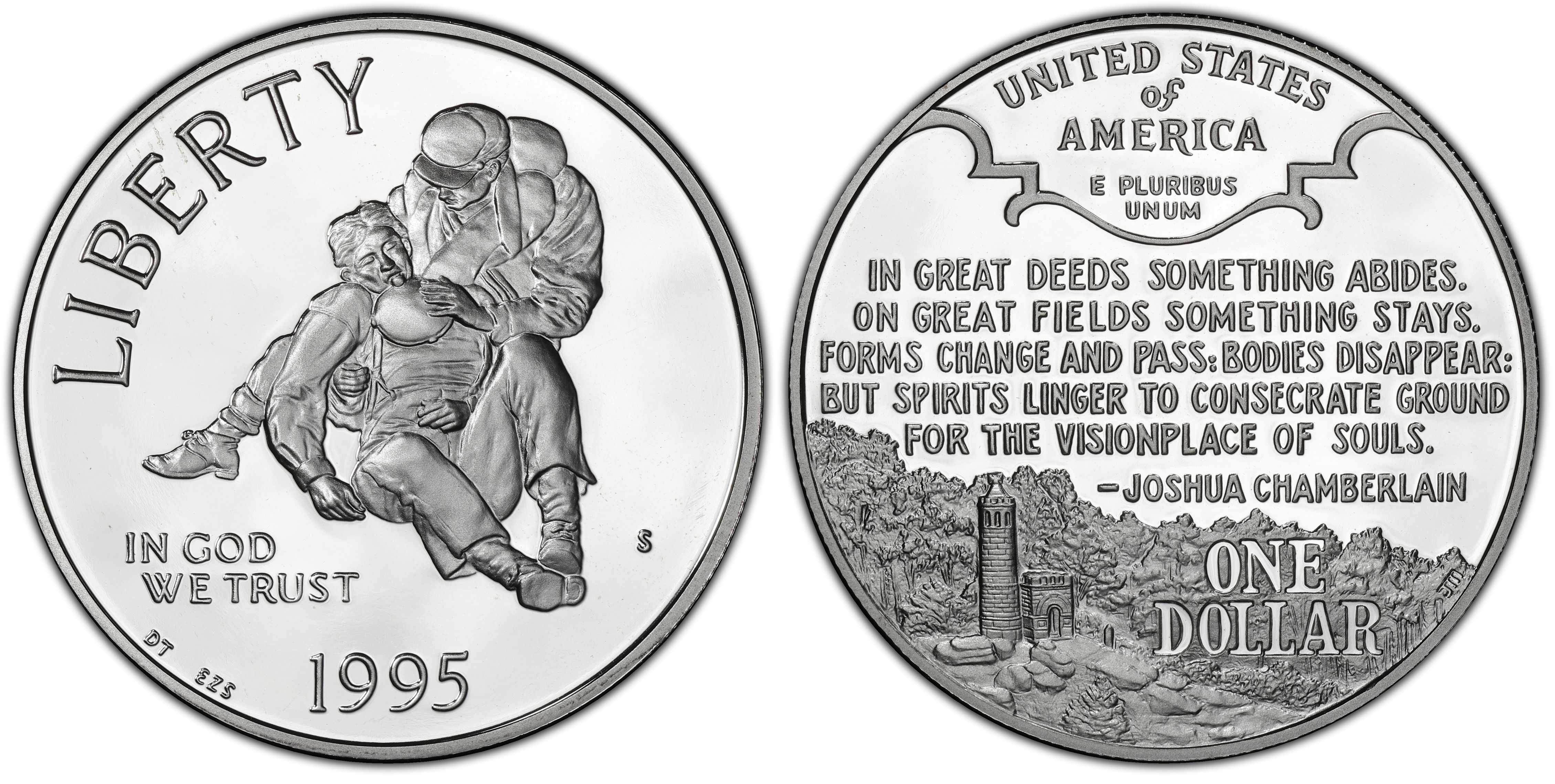 1995-P $1 Civil War Battlefield Preservation Commemorative Silver Dollar BU