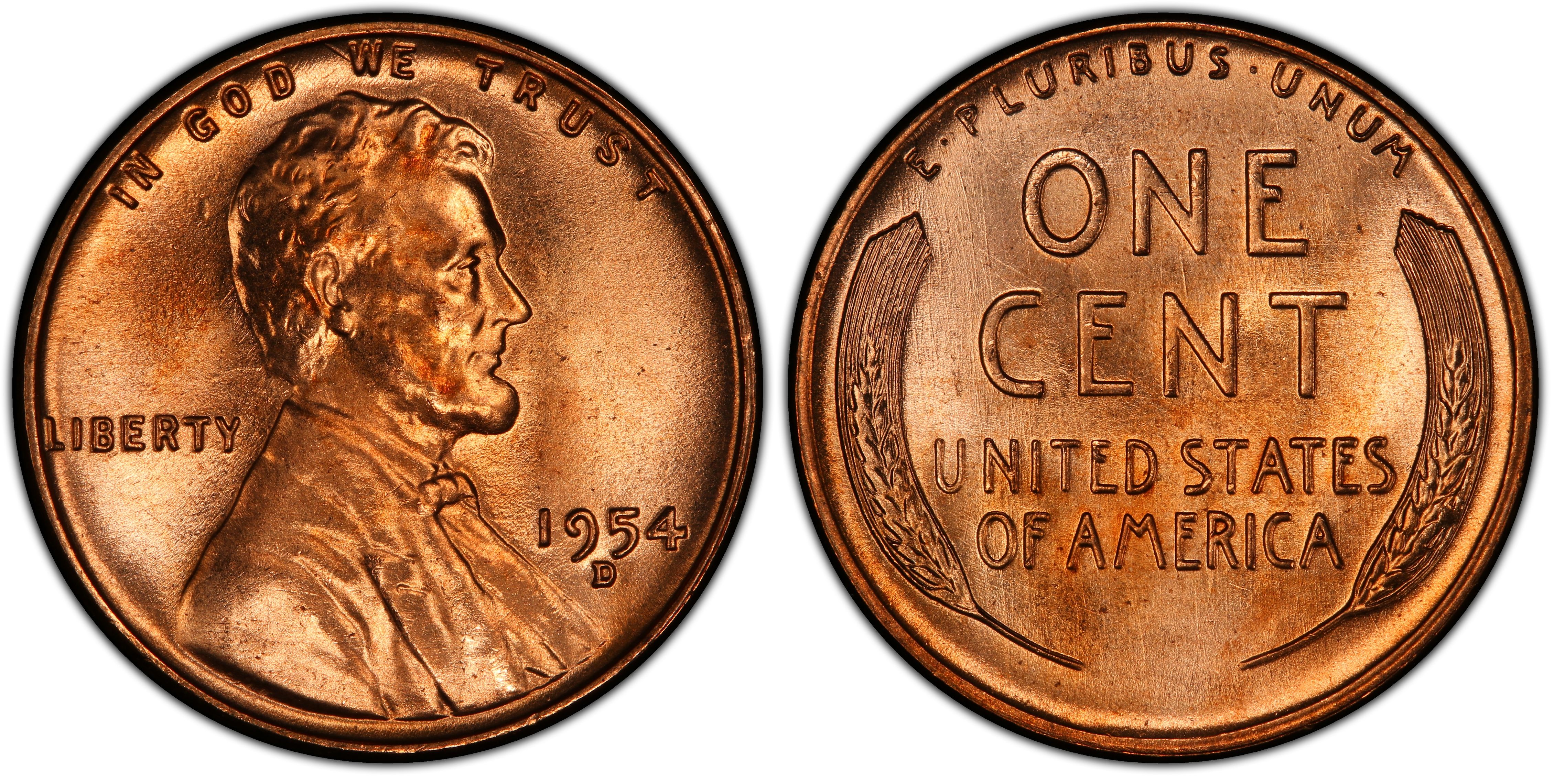 1954 D Lincoln Wheat Cent Nice MS/BU RED Lincoln Coin 