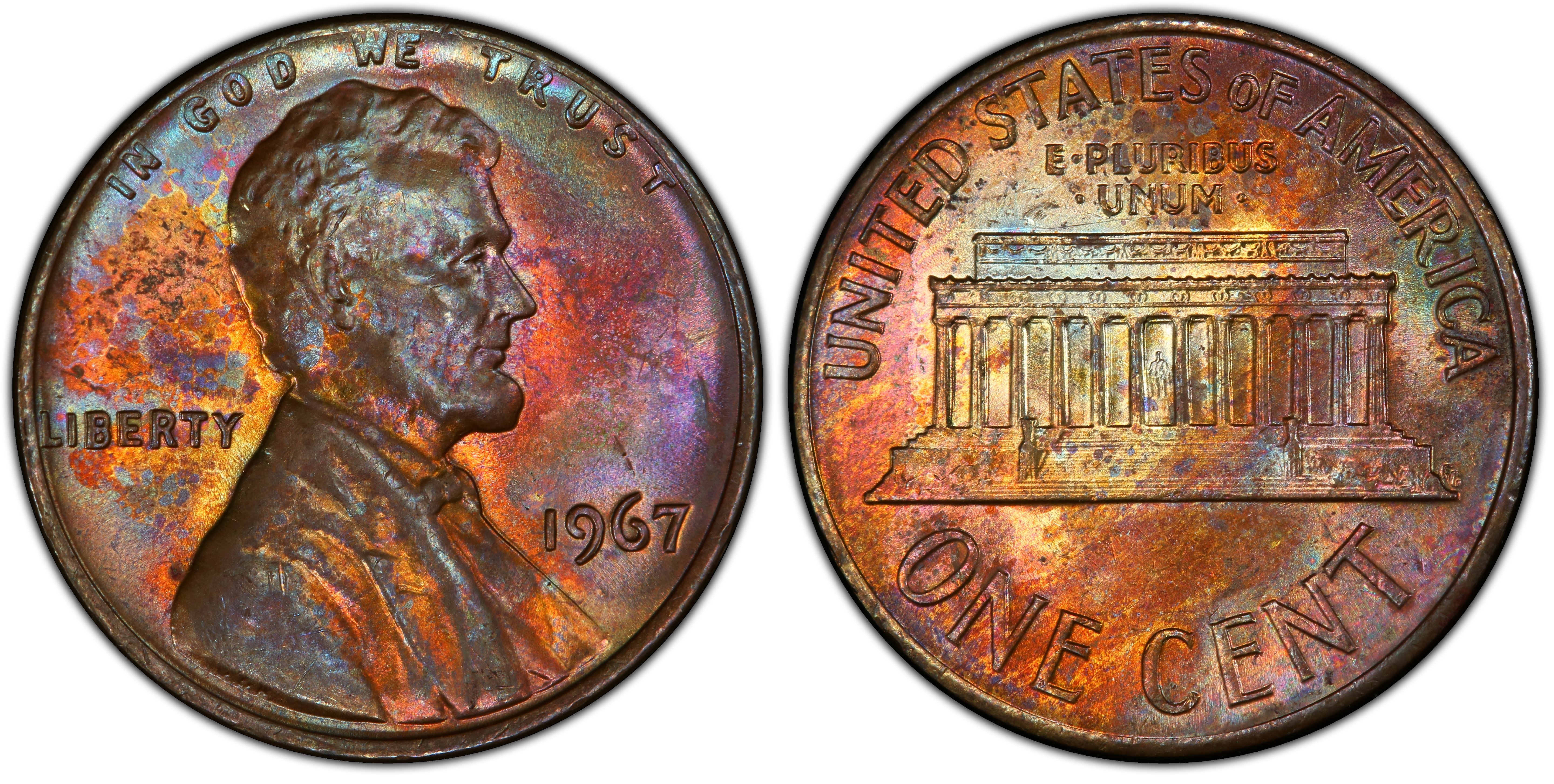 Images Of Lincoln Cent (Modern) 1967 1C, RB - PCGS CoinFacts