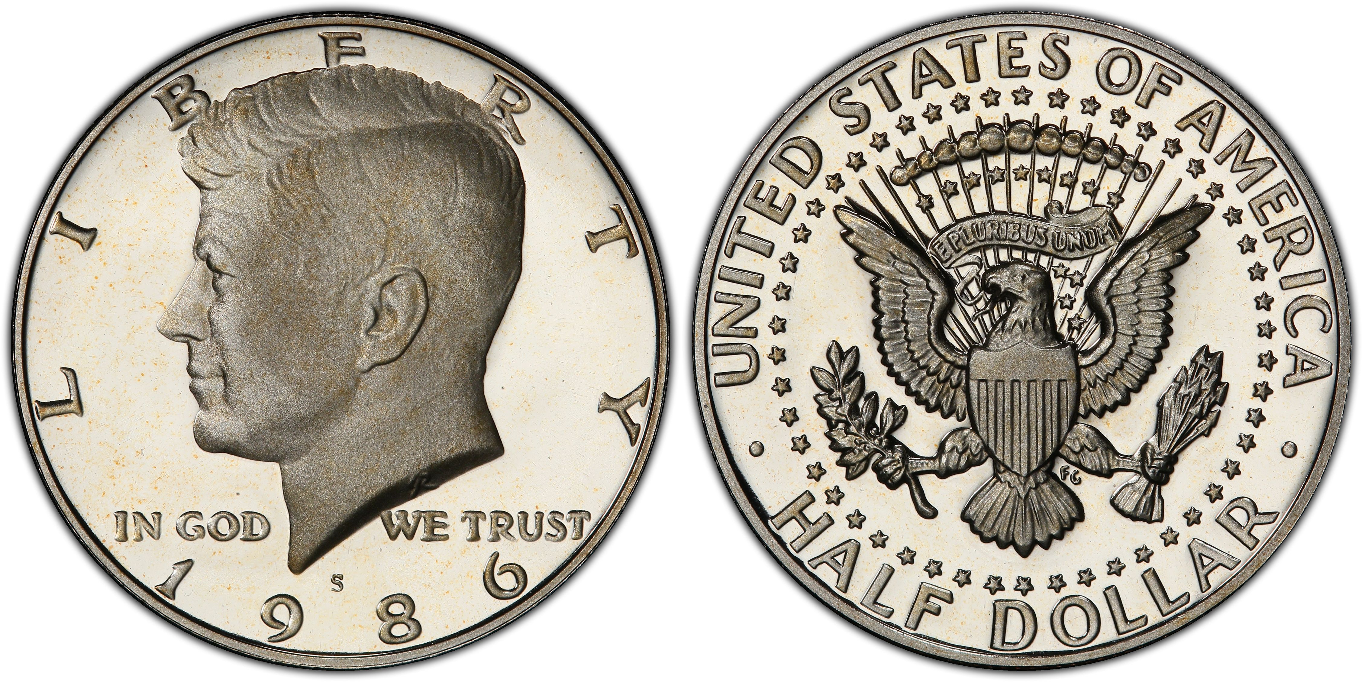 Details about   1986 S KENNEDY CAMEO PROOF HALF DOLLAR 