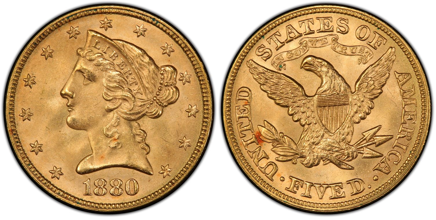 1880 $5 (Regular Strike) Liberty Head $5 - PCGS CoinFacts