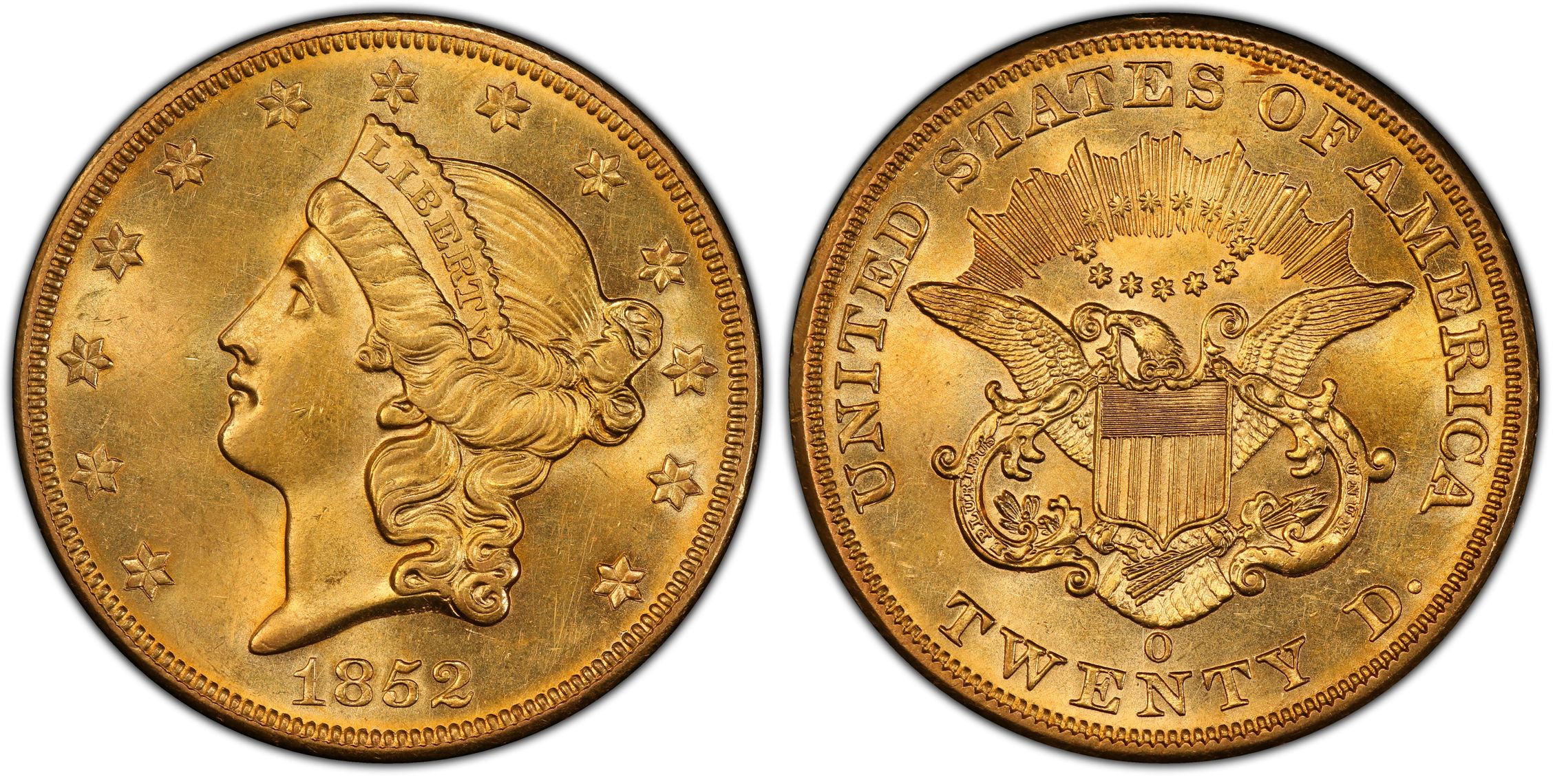 1852-O $20 (Regular Strike) Liberty Head $20 - PCGS CoinFacts