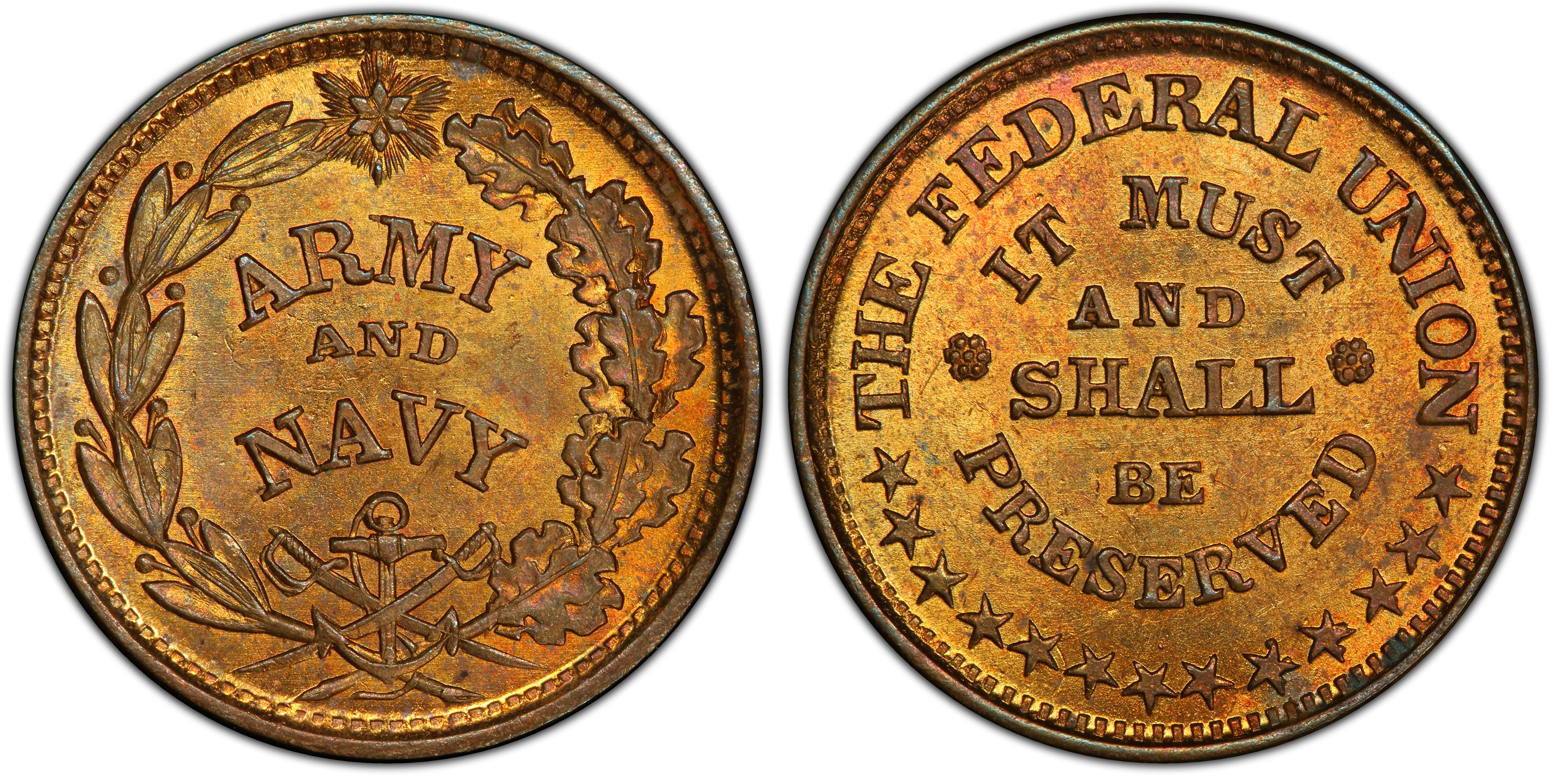 (1861-65) Token F-219/323a Copper The Federal Union Patriotic, RB ...