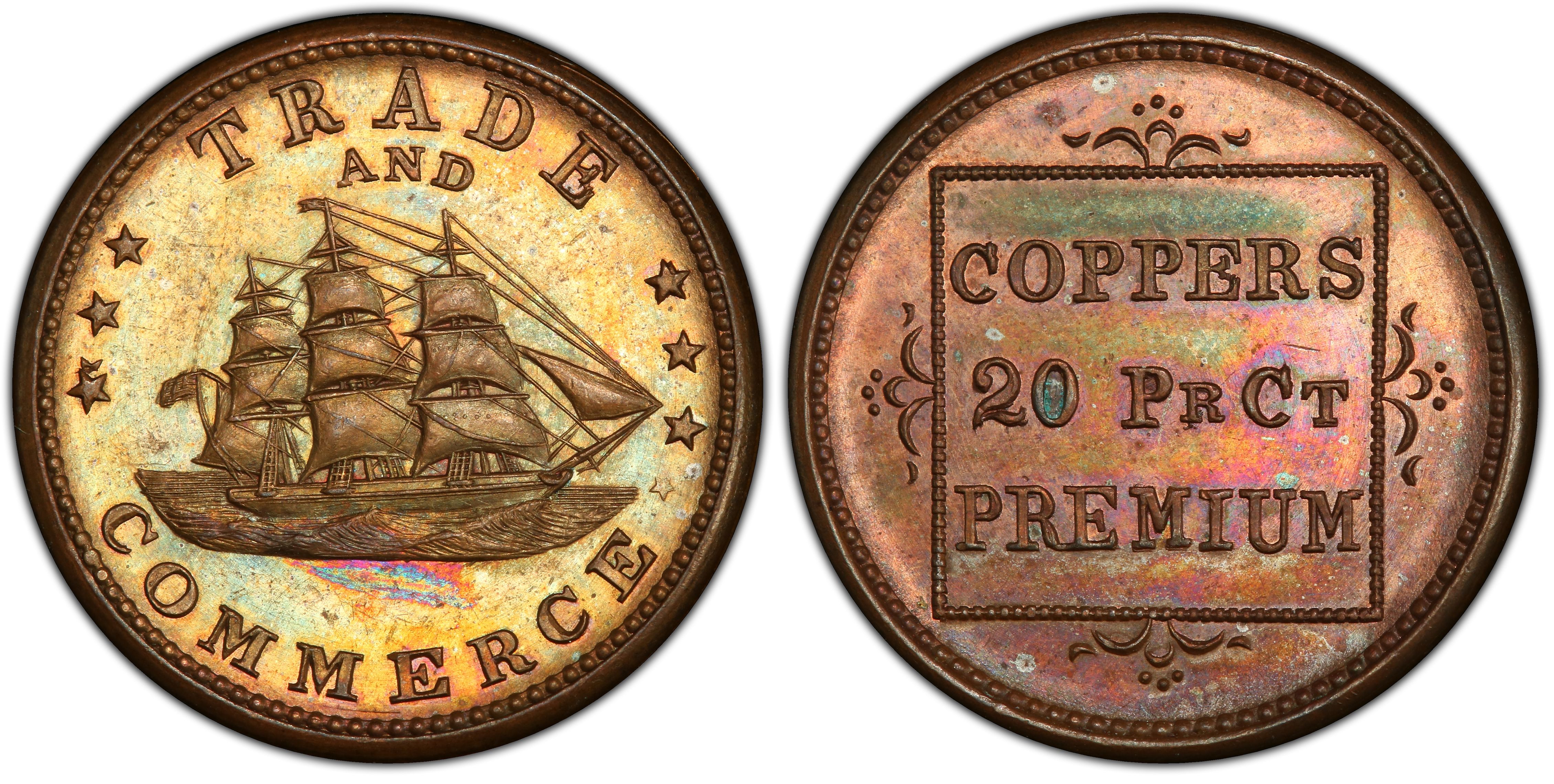 1861-65) Token F-259/445a Copper Trade and Commerce Patriotic, BN