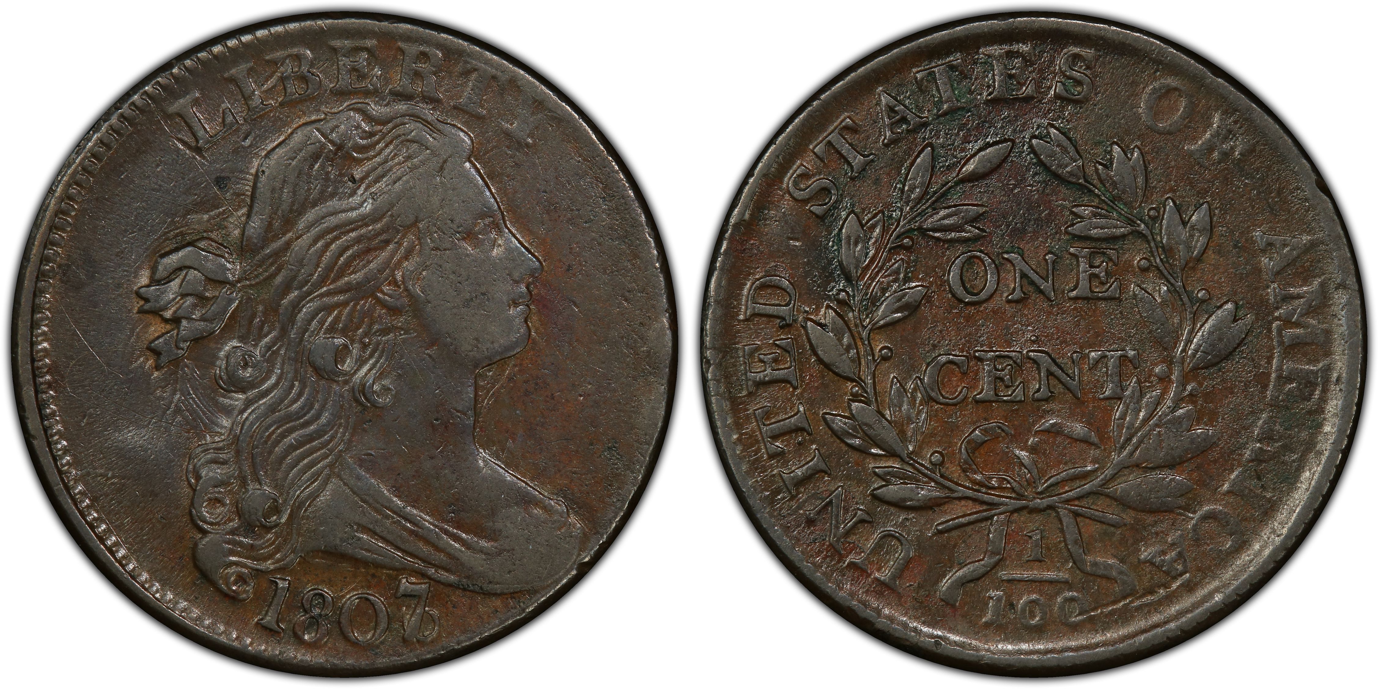 Images of Draped Bust Cent 1807/6 1C Large 7, BN - PCGS CoinFacts