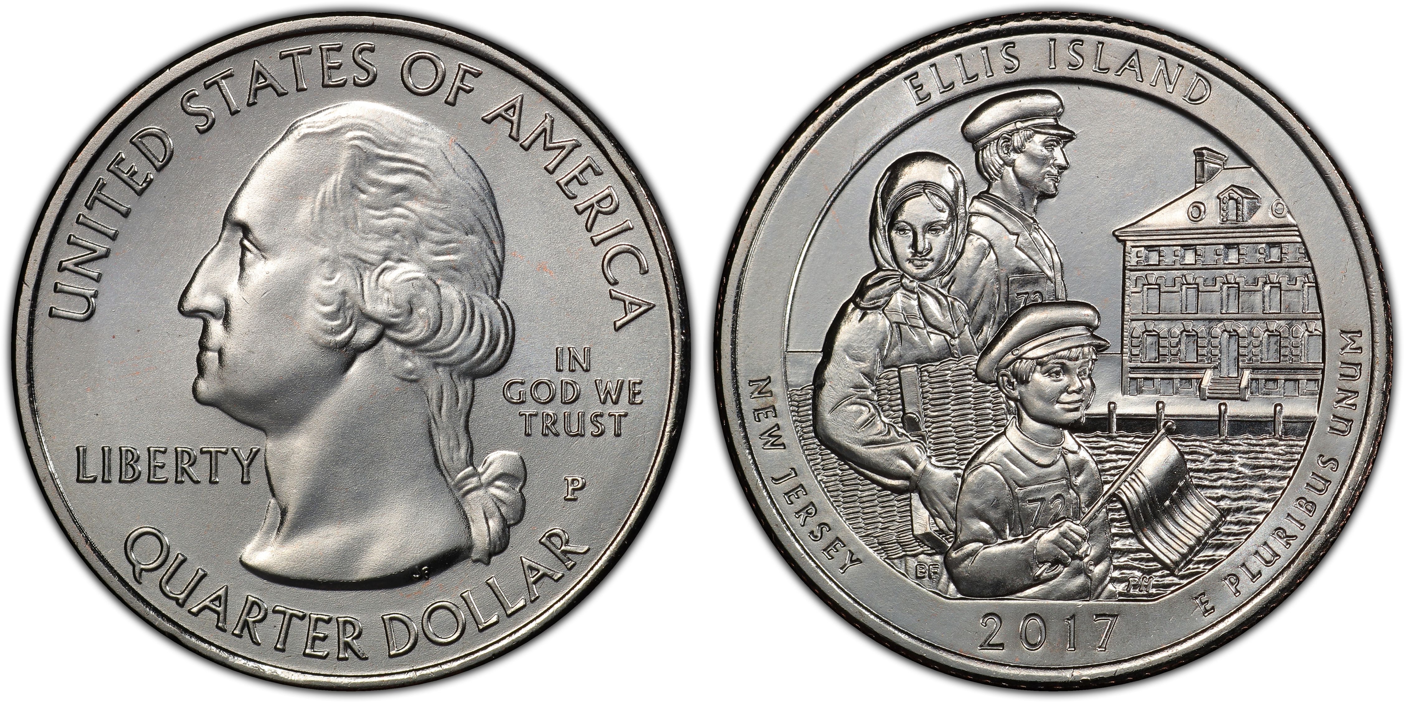 US Park Quarters Ellis Island 3 Coins 2017-P D S  BU Mint State 