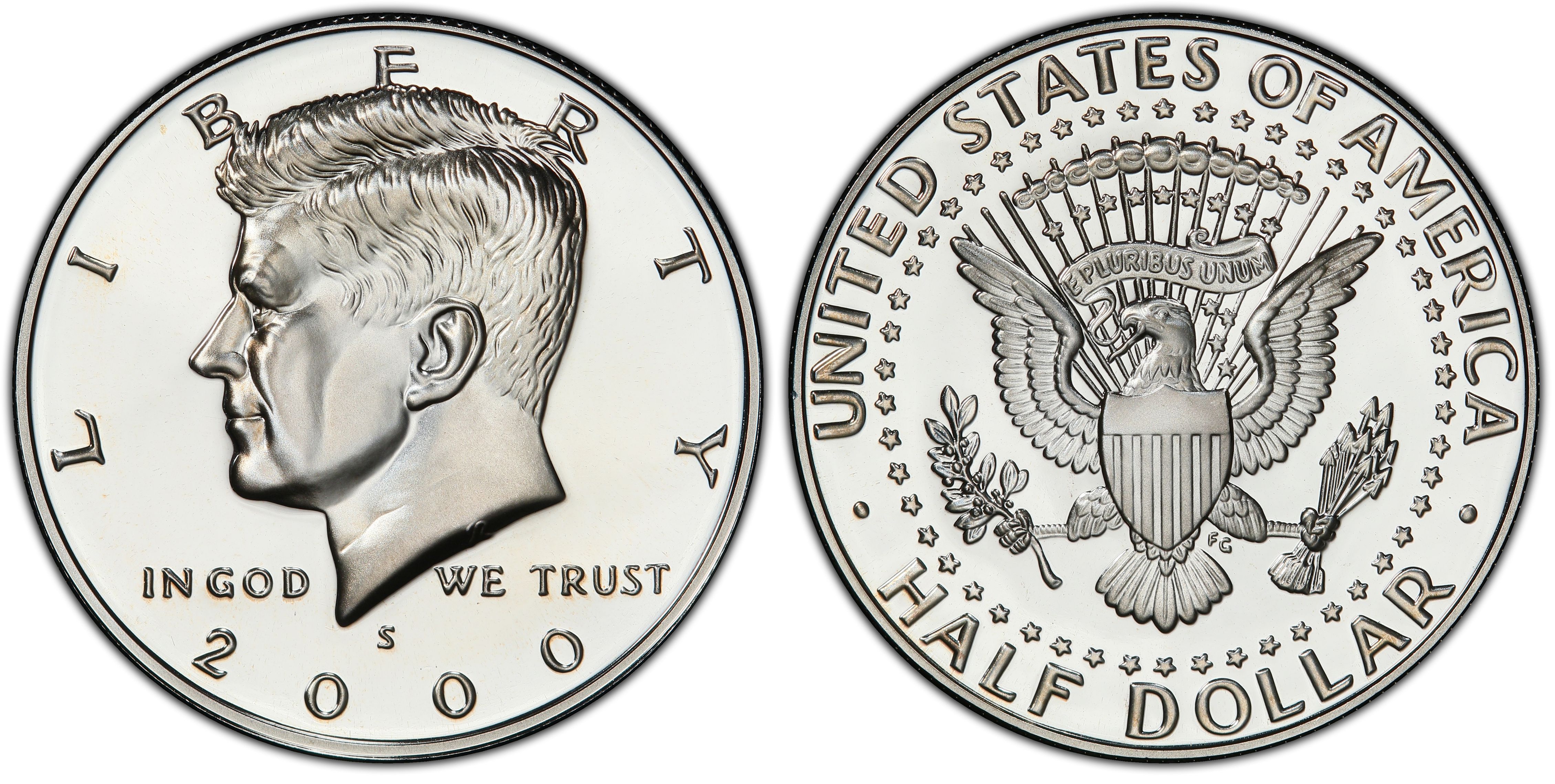 2000 S  Kennedy Mint Silver Proof Half Dollar from Original U.S Mint Proof Set 