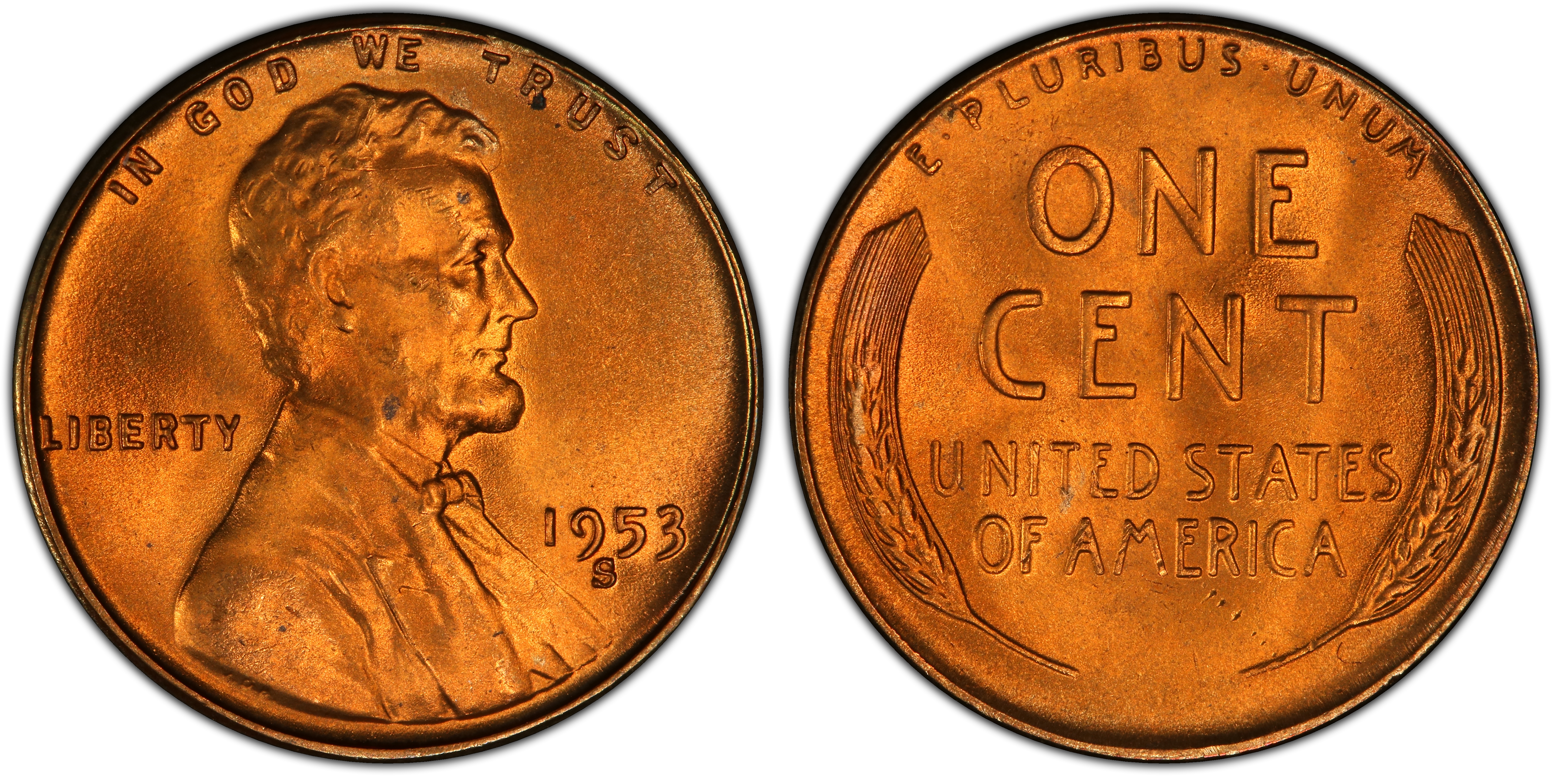 Images Of Lincoln Cent (wheat Reverse) 1953-s 1c, Rd - Pcgs Coinfacts