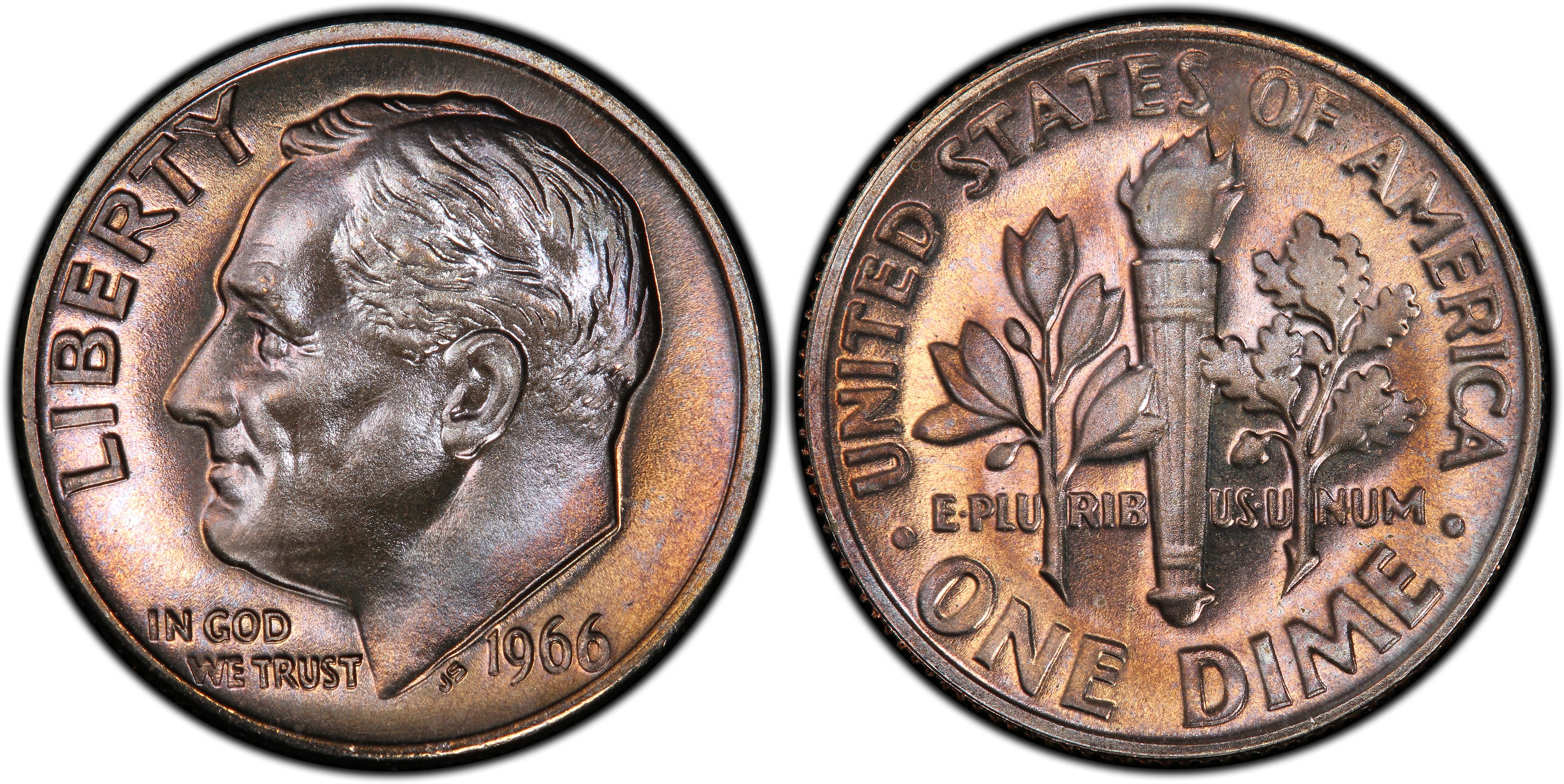 1965 1966 1967 SMS Roosevelt Dime 3 Coin Set. 