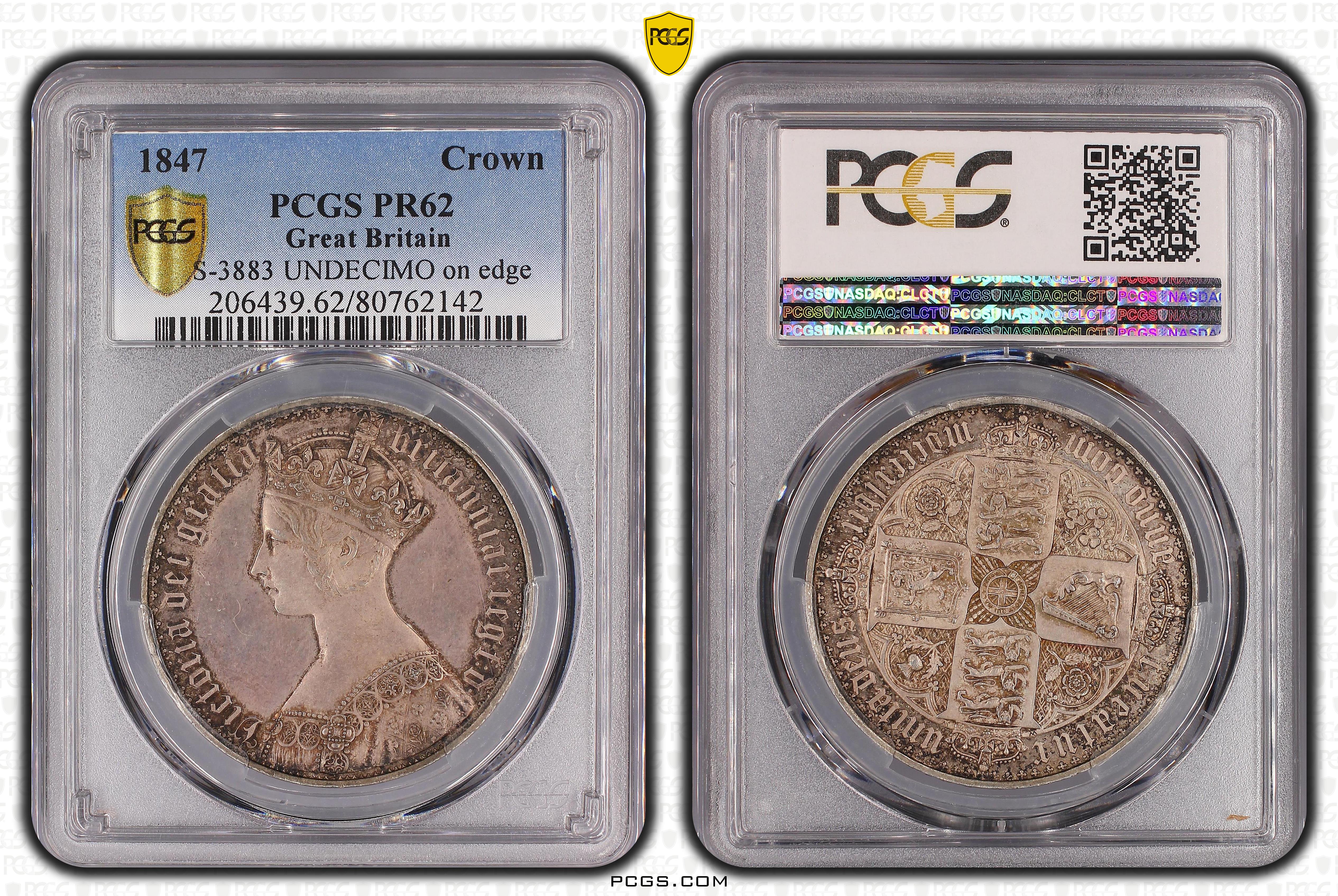 PCGS Coin Information | Cert Number #80762142 - 1847 Great Britain Crown