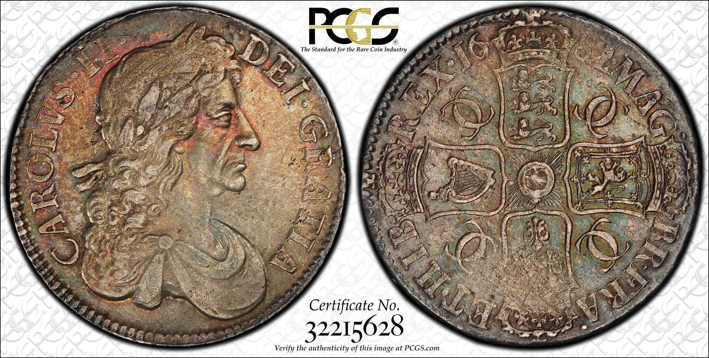 GREAT BRITAIN. Crown, 1682/1. Charles II (1660-85). PCGS AU-55 