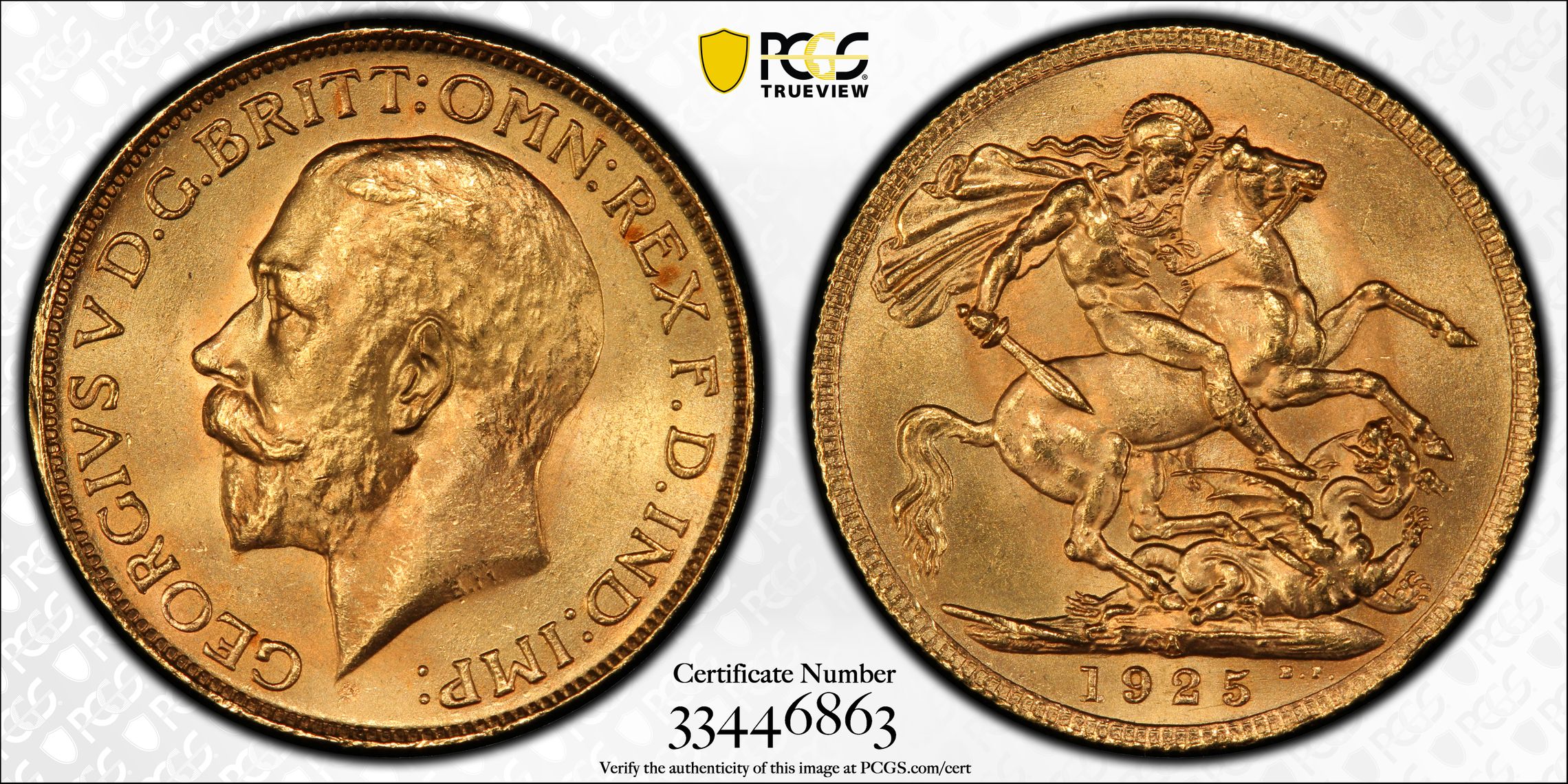 1925 South Africa Gold Sovereign S-4004, PCGS MS 64+ Secure Plus