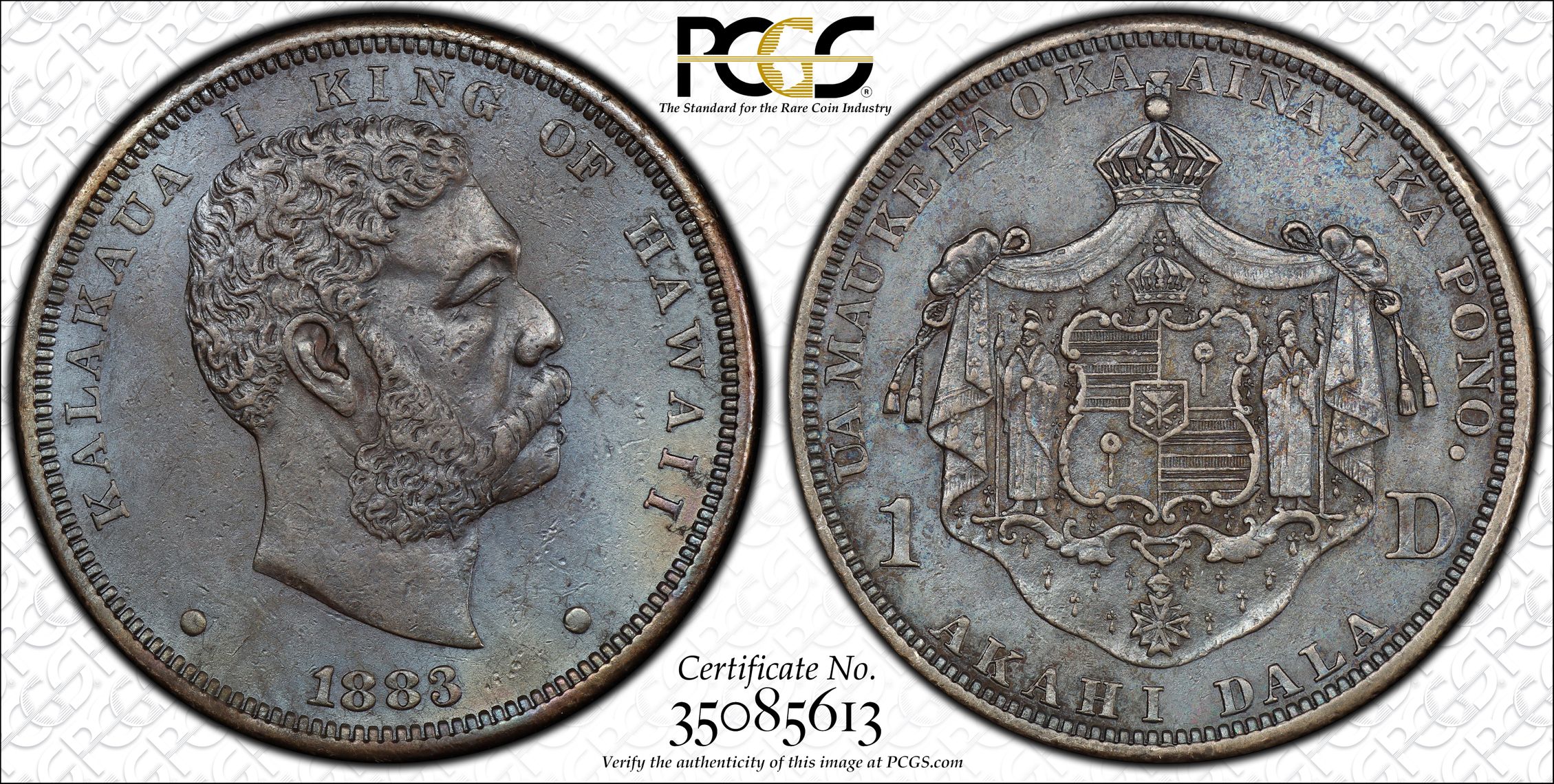 1883 $1 Dollar Kalakaua I King of Hawaii,KM# 7,Rare., AU Details - PCGS  Auction Prices