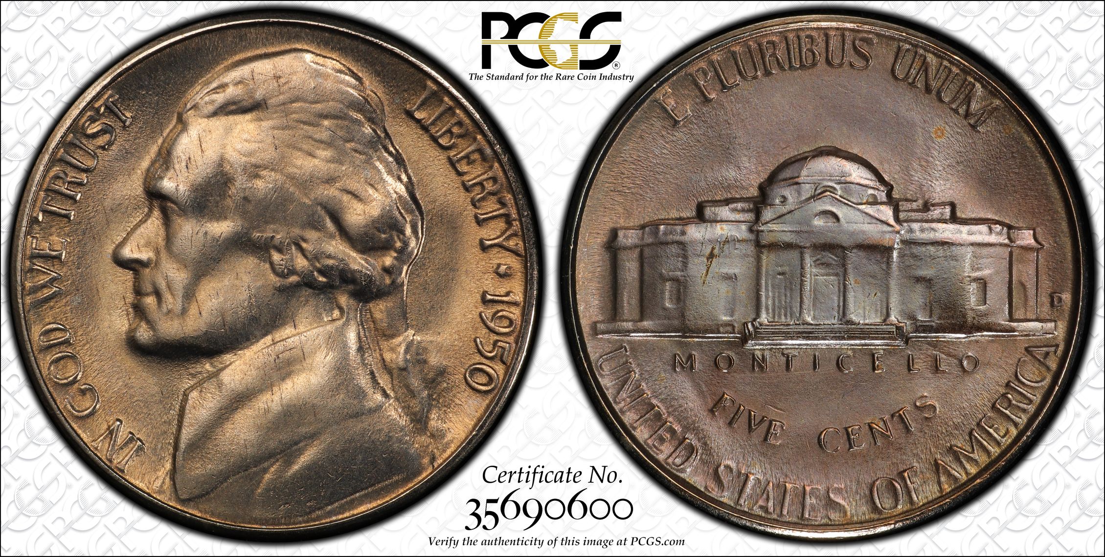 1950-D  Jefferson Nickel  Uncirculated  Key Date 