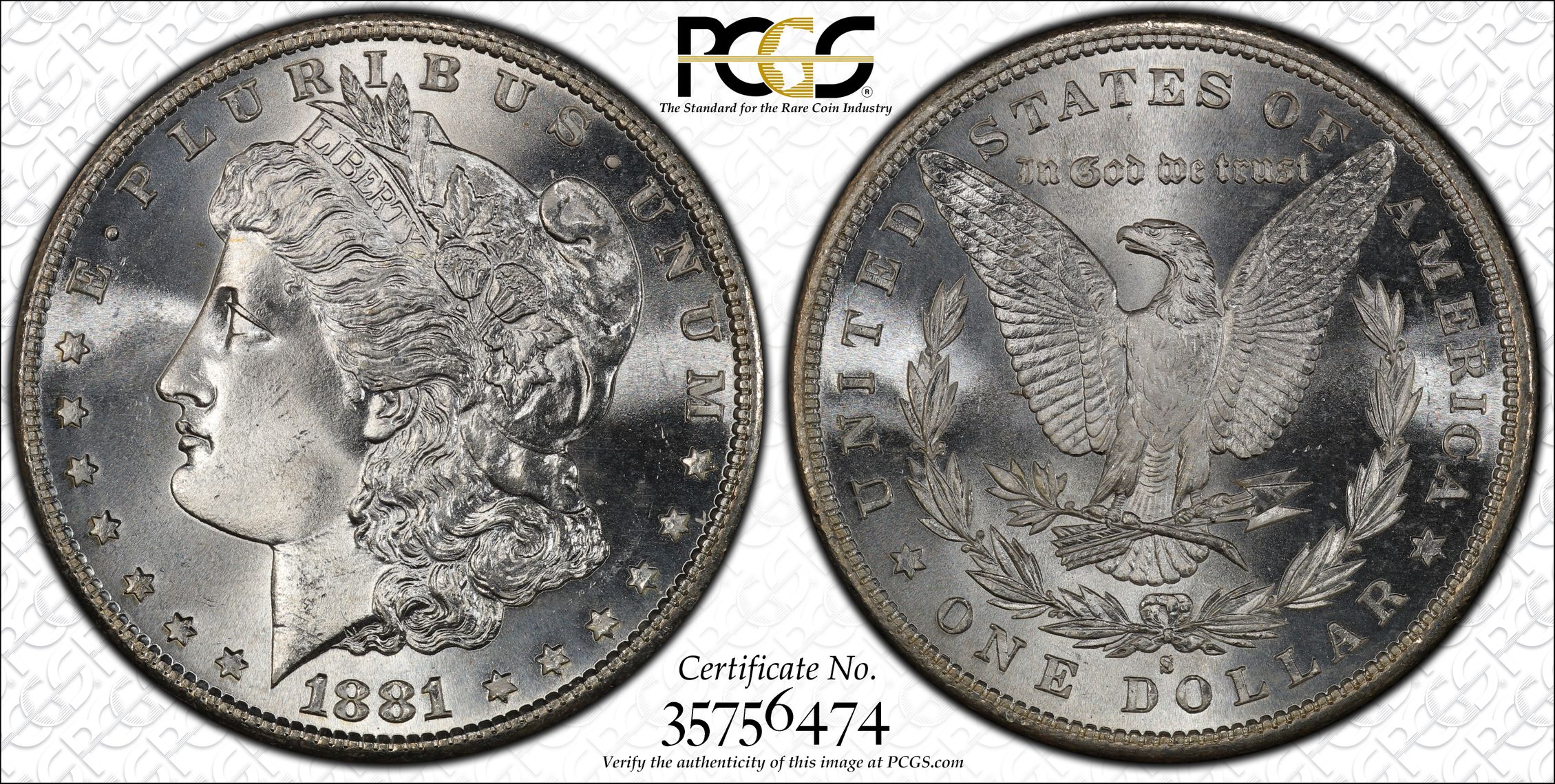 1881-S Morgan Silver Dollar. MS-67 (PCGS)., MS67 - PCGS Auction Prices