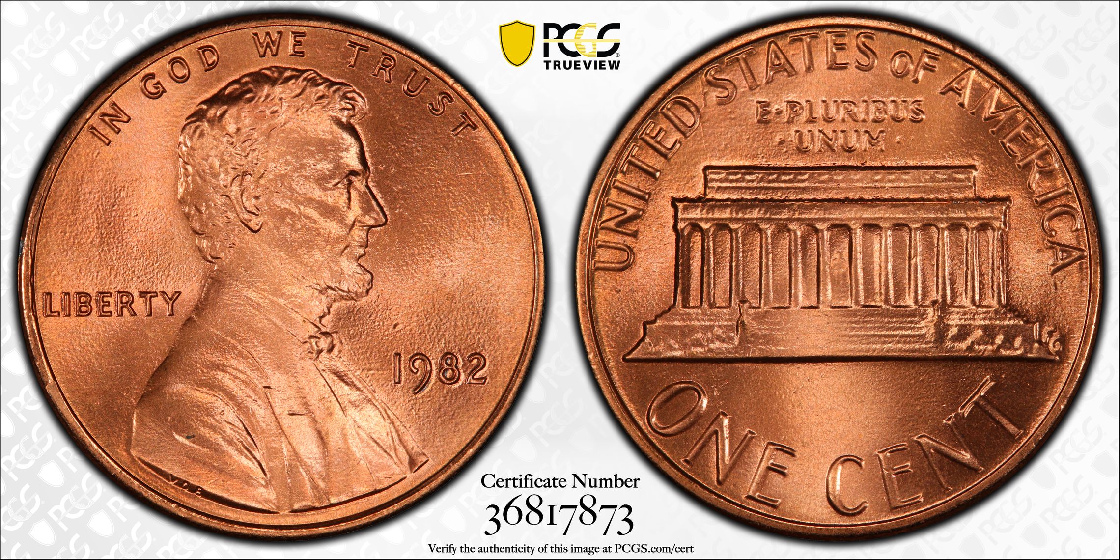 1982 Lincoln Cent. Zinc. Small Date. MS-69 RD (PCGS)., MS69RD - PCGS  Auction Prices