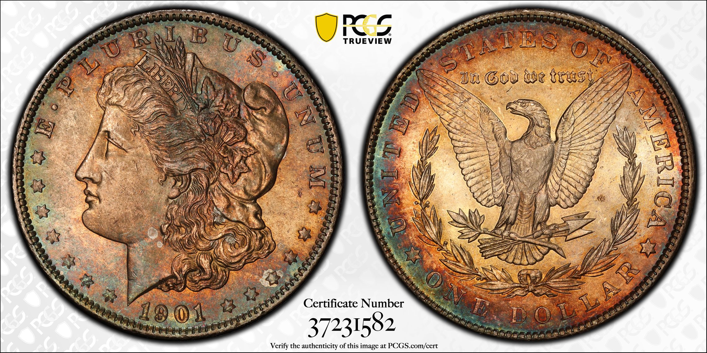 1901 Morgan Silver Dollar. MS-63+ (PCGS). CAC., MS63+ - PCGS